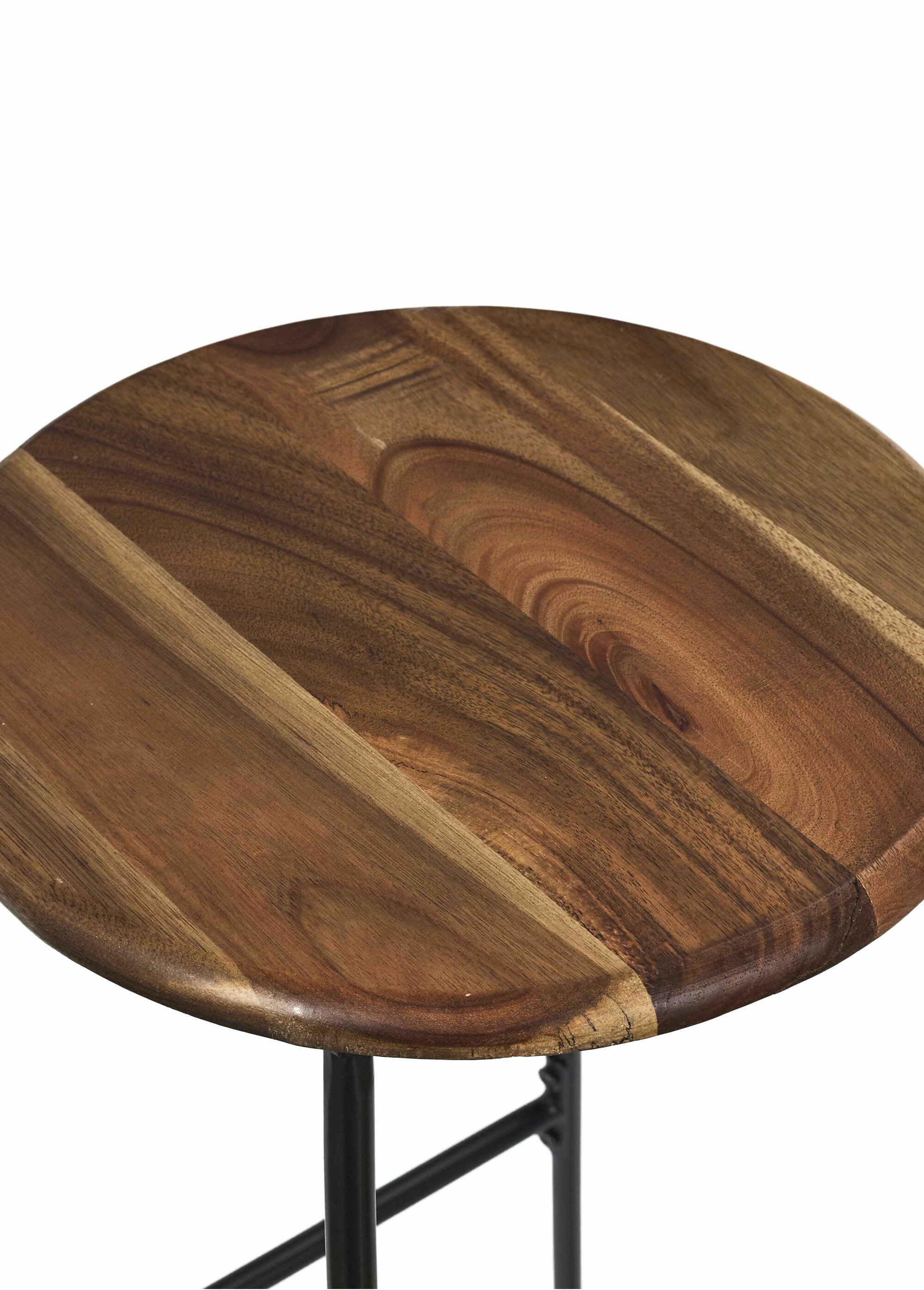 Tabouret de bar assise en bois d'acacia