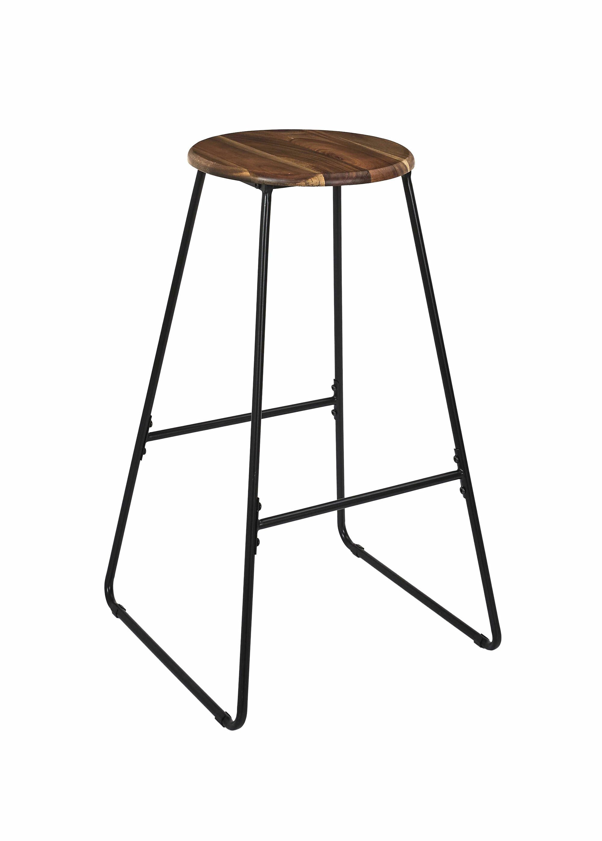 Tabouret de bar assise en bois d'acacia MARRON CMP-HD0363 FA1