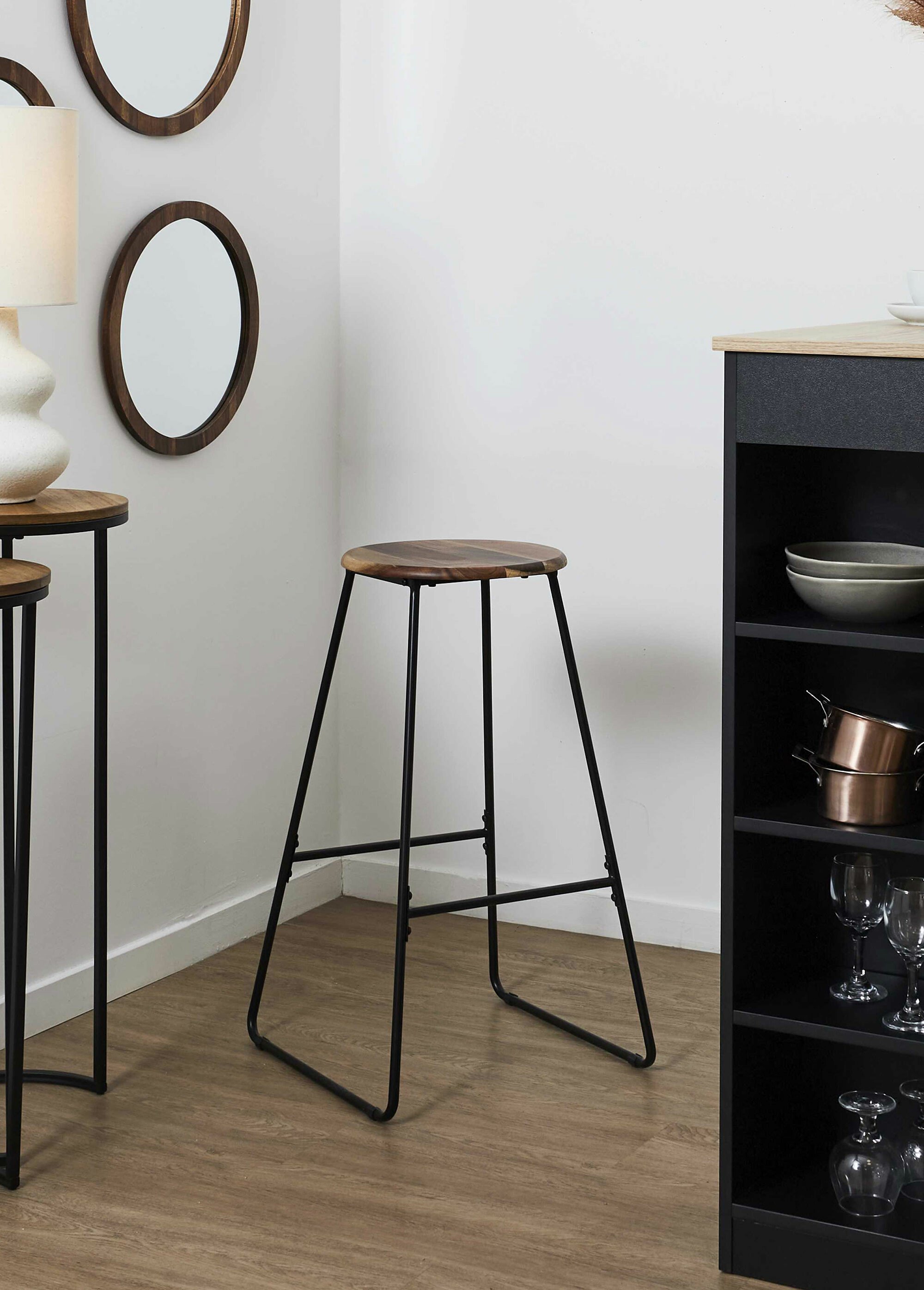 Tabouret de bar assise en bois d'acacia MARRON CMP-HD0363 SI2