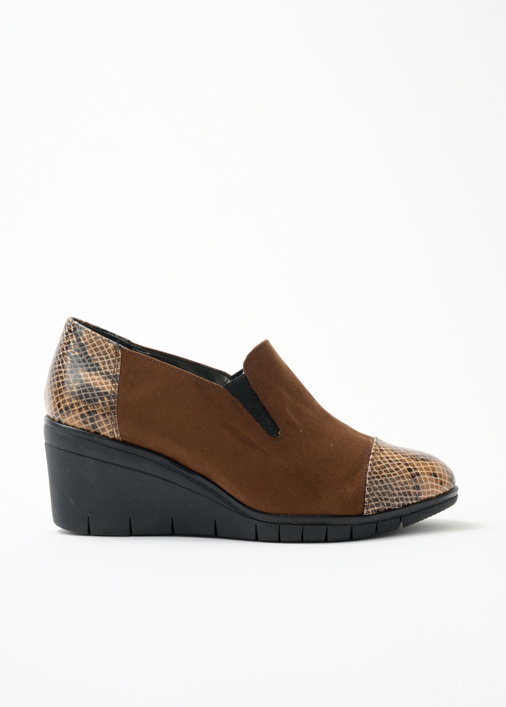 Mocassins compensés largeur confort élastiqués Femme Marron ONDE DR1