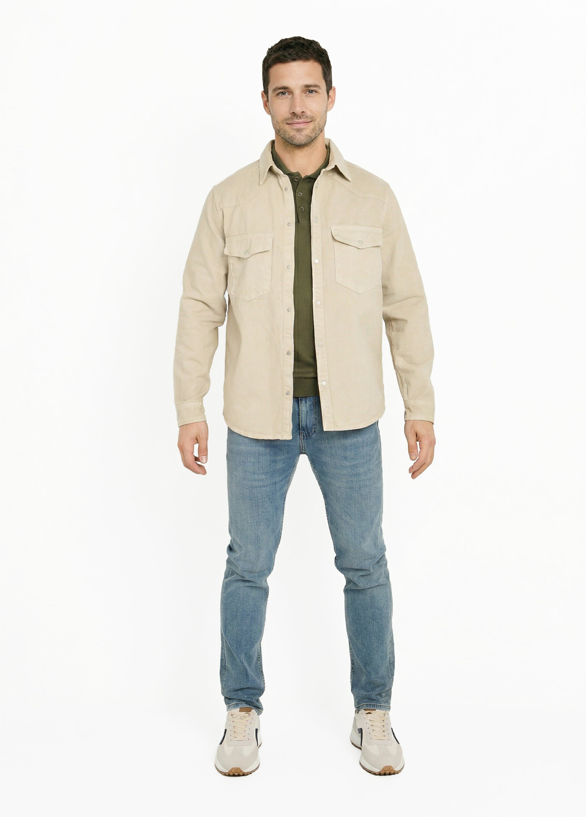 Veste en jean, toile sergé couleur Homme Beige LYSM5-346-5 SF1