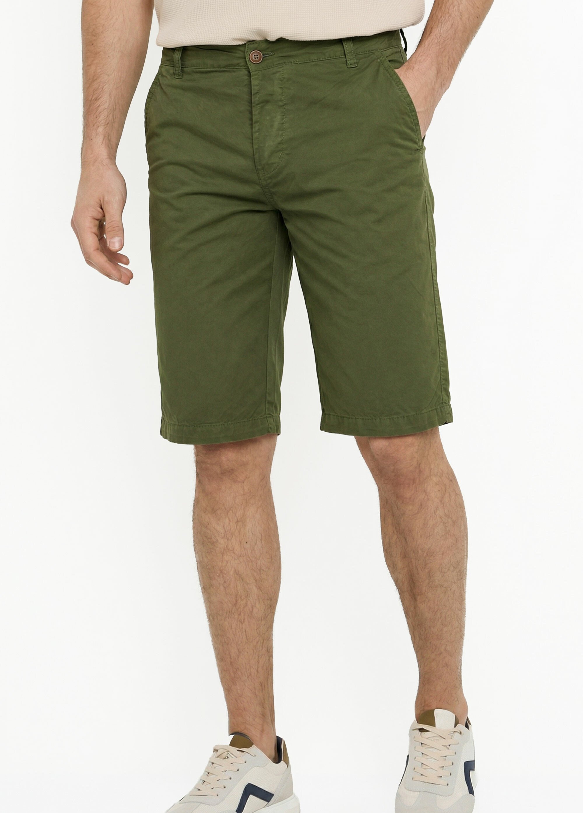 Bermuda pur coton, style chino Homme Vert DYL2110 FA1