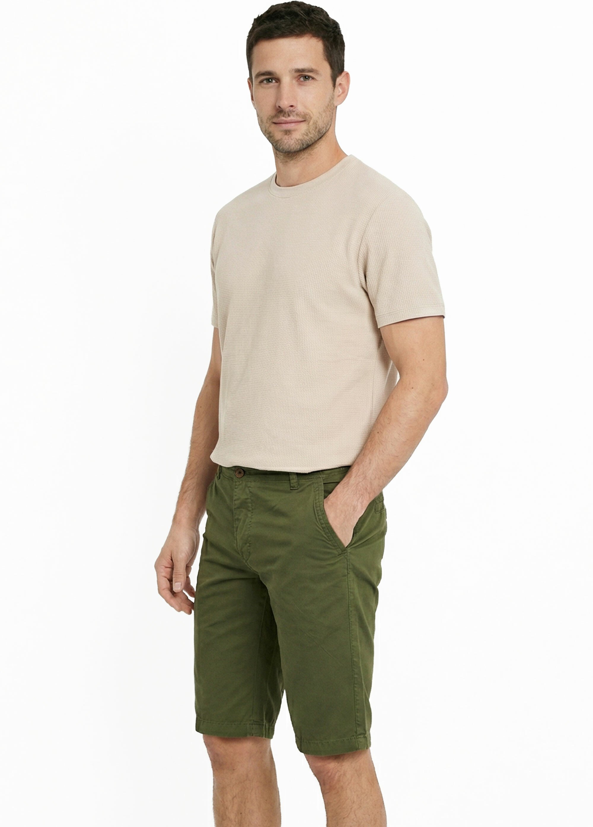 Bermuda pur coton, style chino Homme Vert DYL2110 MV1