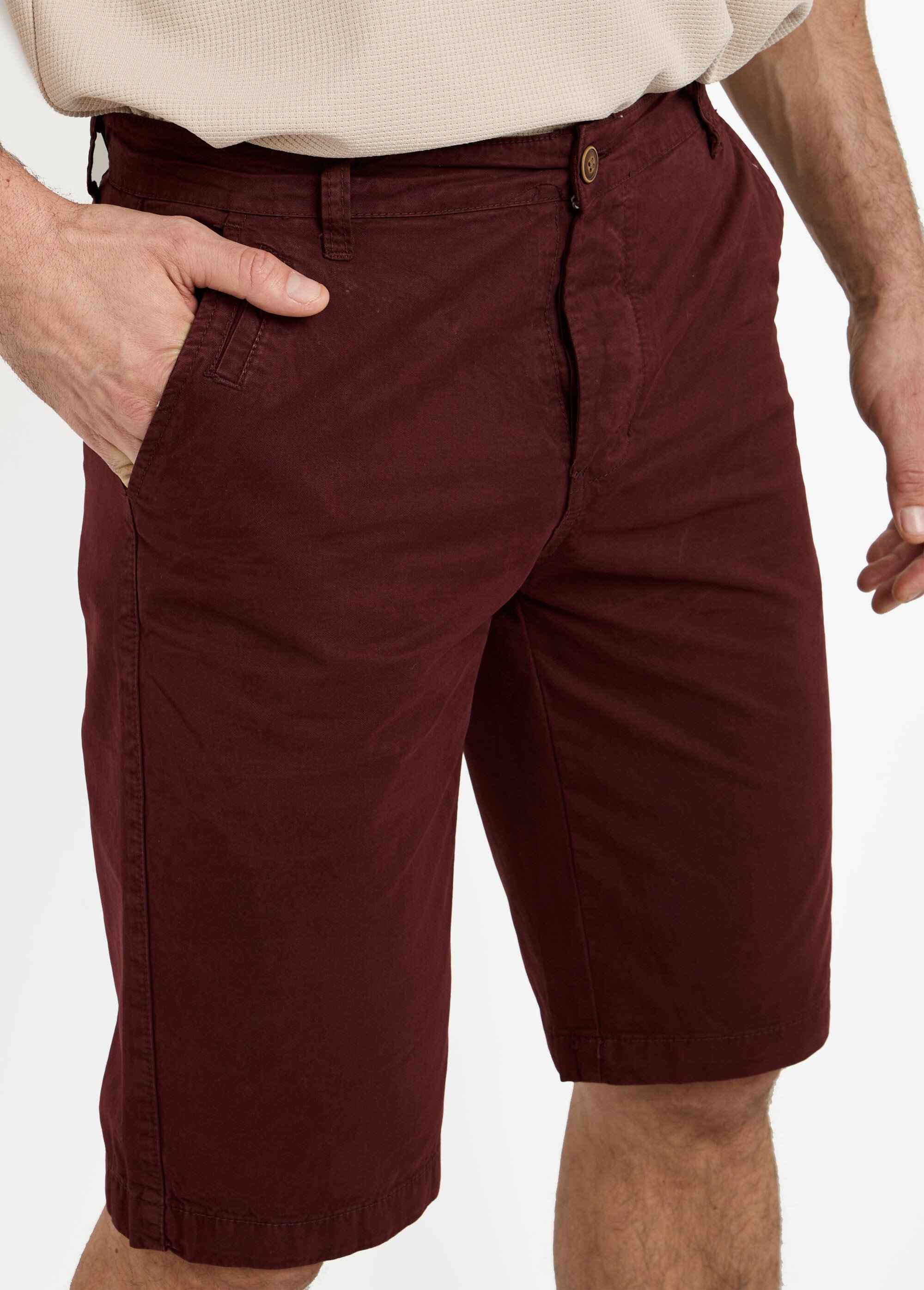 Bermuda pur coton, style chino Homme Rouge DYL2110 DE1