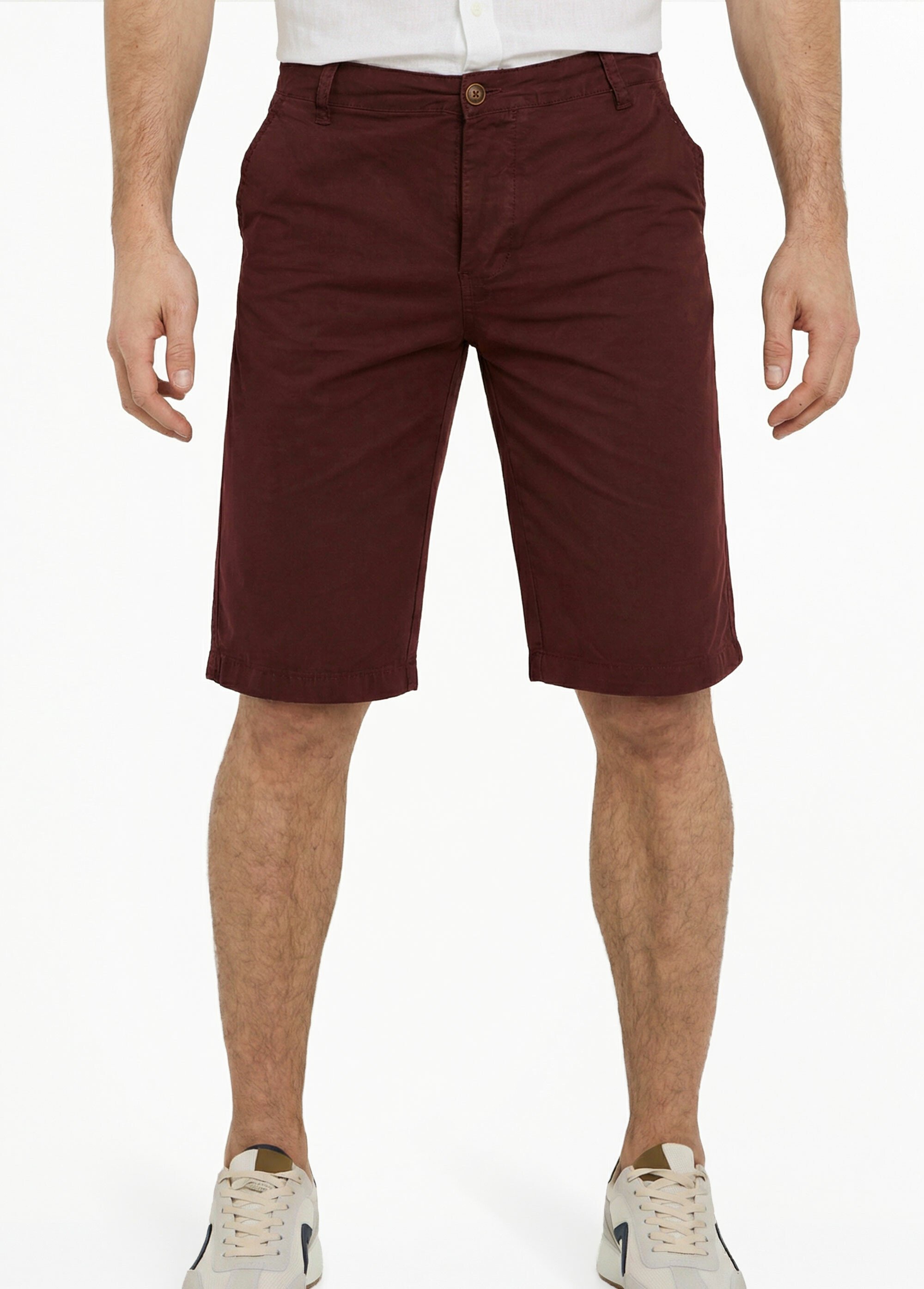 Bermuda pur coton, style chino Homme Rouge DYL2110 FA1