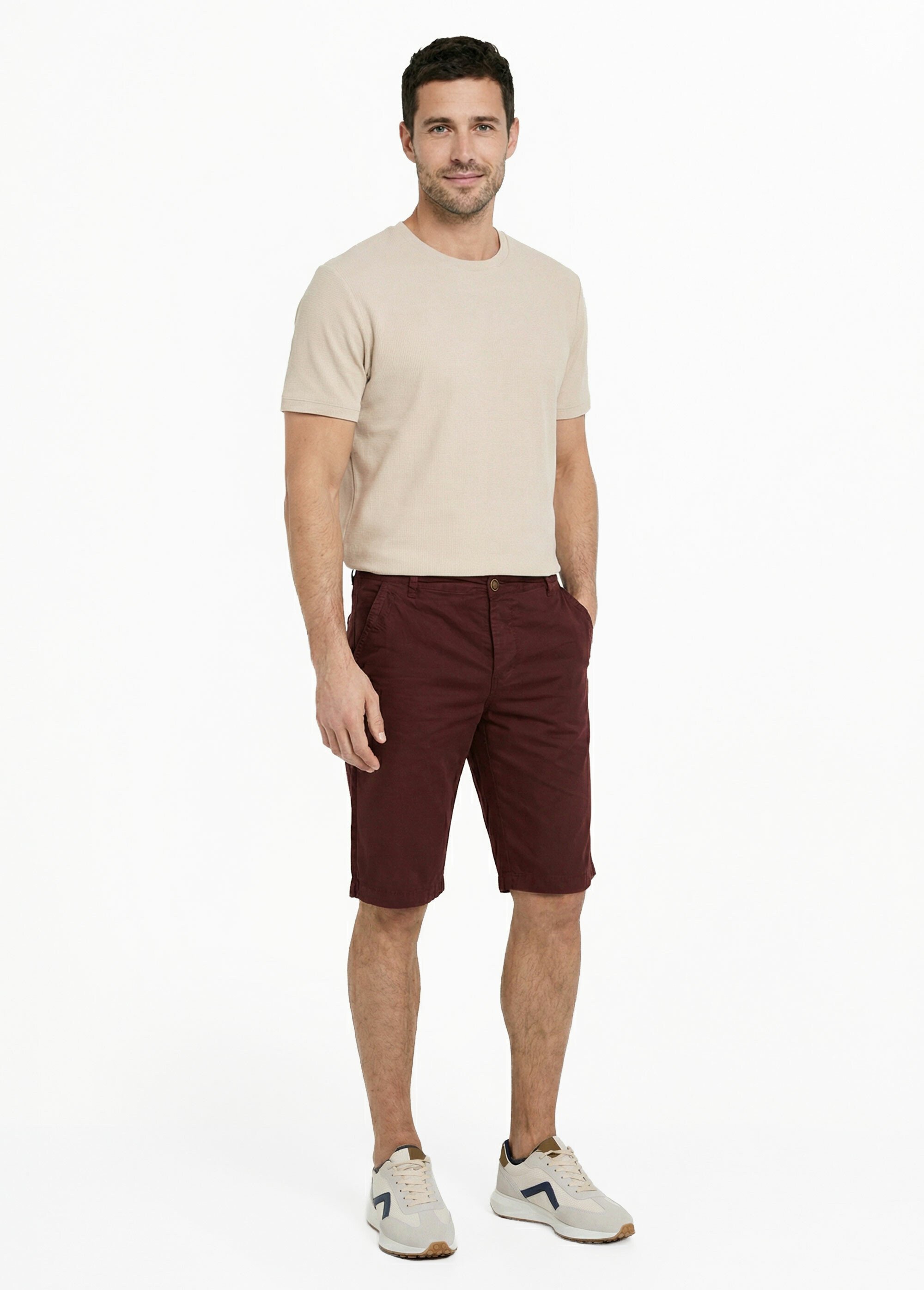 Bermuda pur coton, style chino Homme Rouge DYL2110 SF1
