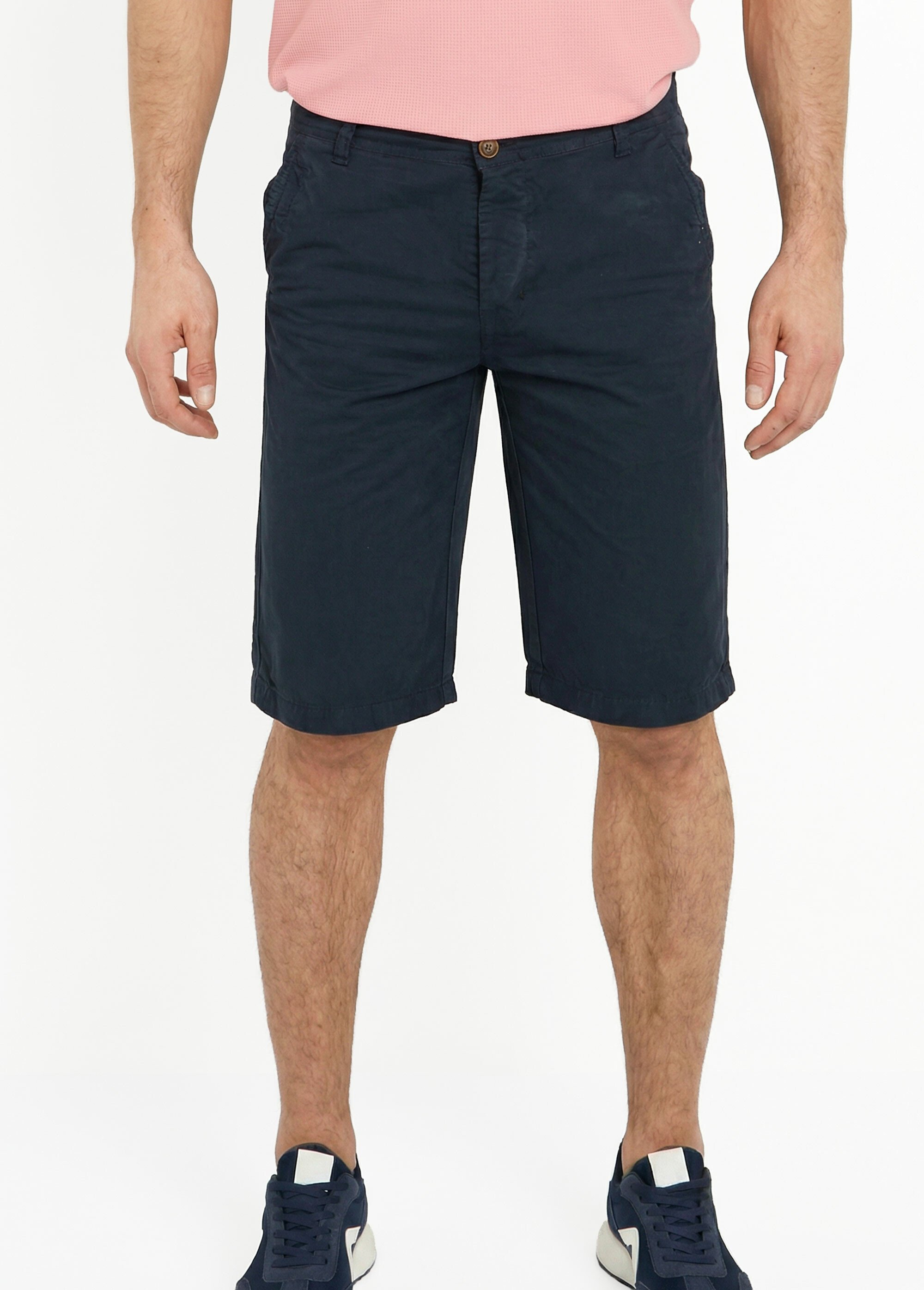 Bermuda pur coton, style chino Homme BLEU MARINE DYL2110 FA1