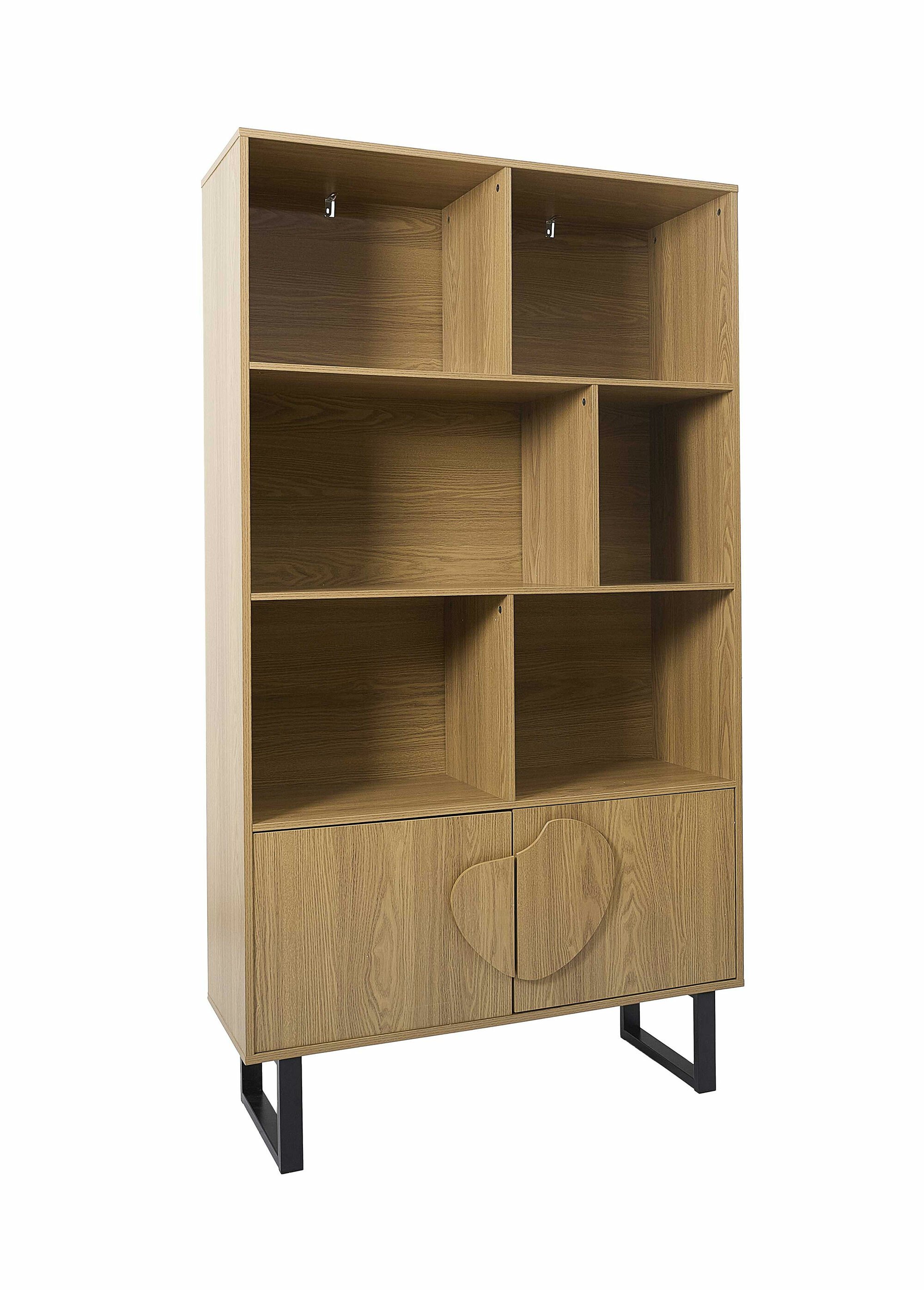 Bibliothèque bois décor forme abstraite MARRON CMP-HD0435 FA1