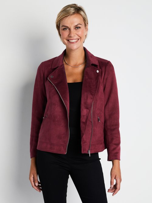 Blouson zippé court tissu suédé Femme Violet TORCY FA2