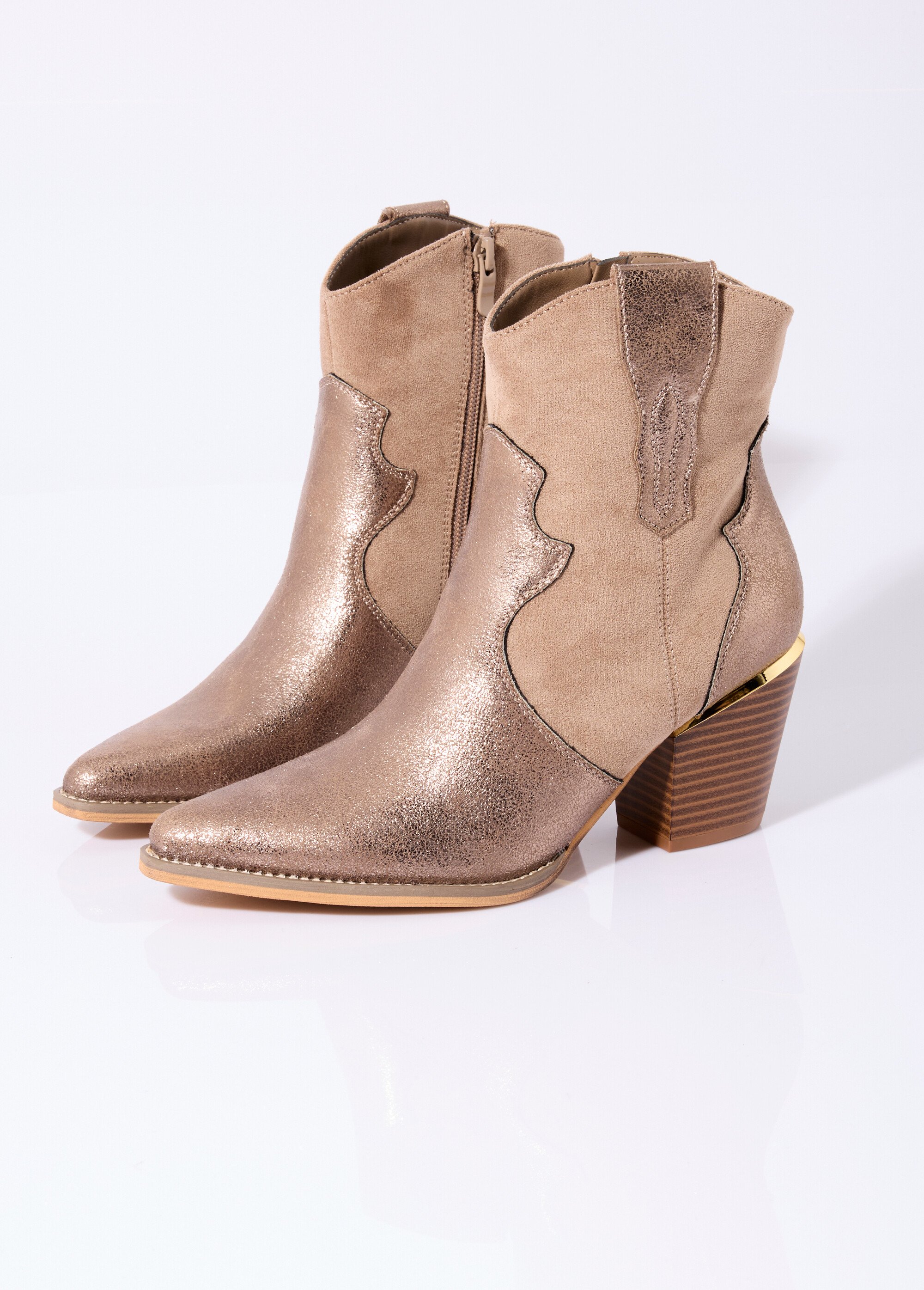 Boots western métallisées bout pointu Femme Marron ERYM-803 DE1