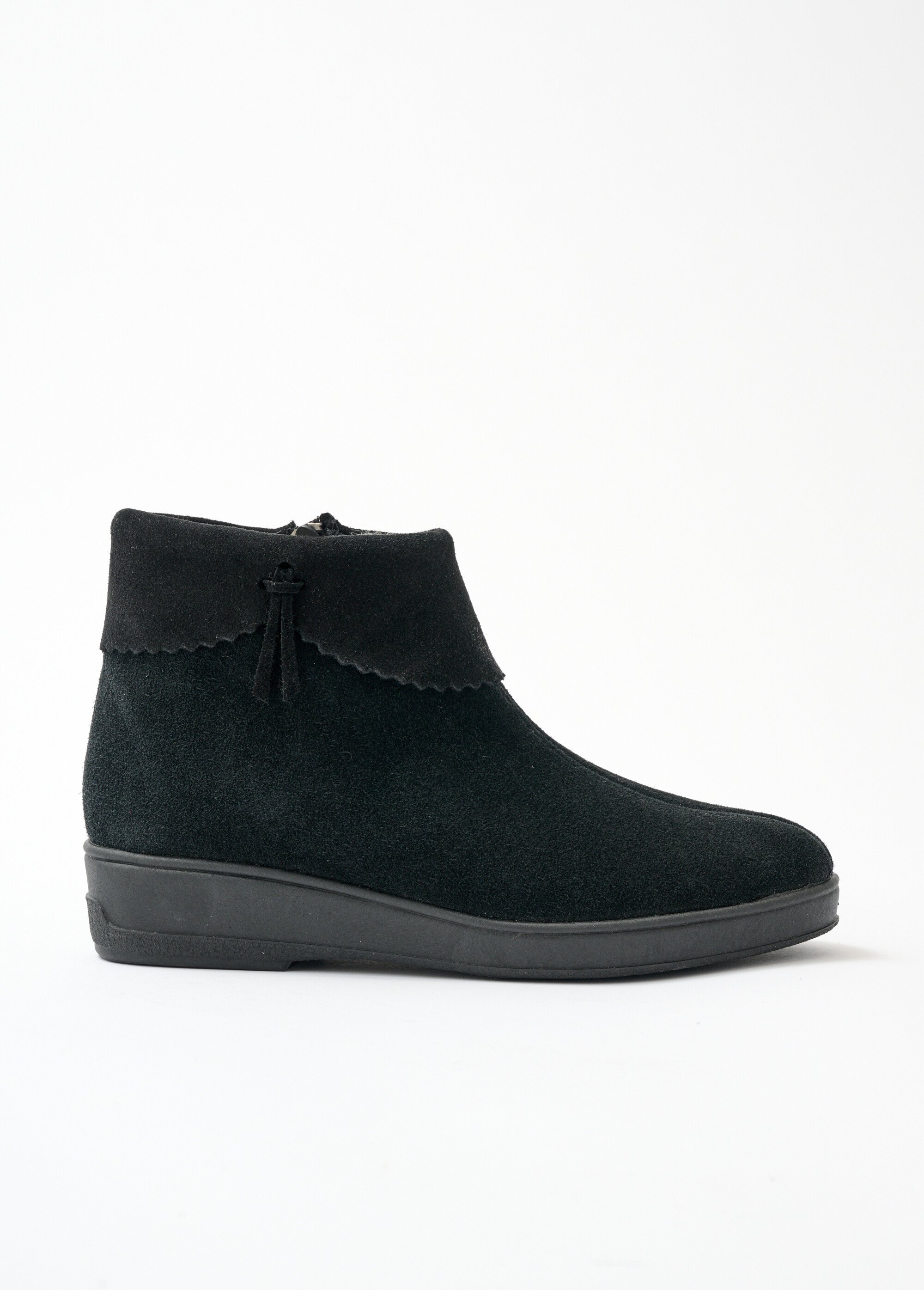 Boots zippées fourrées largeur confort cuir velours Femme Noir OKOOME DR1
