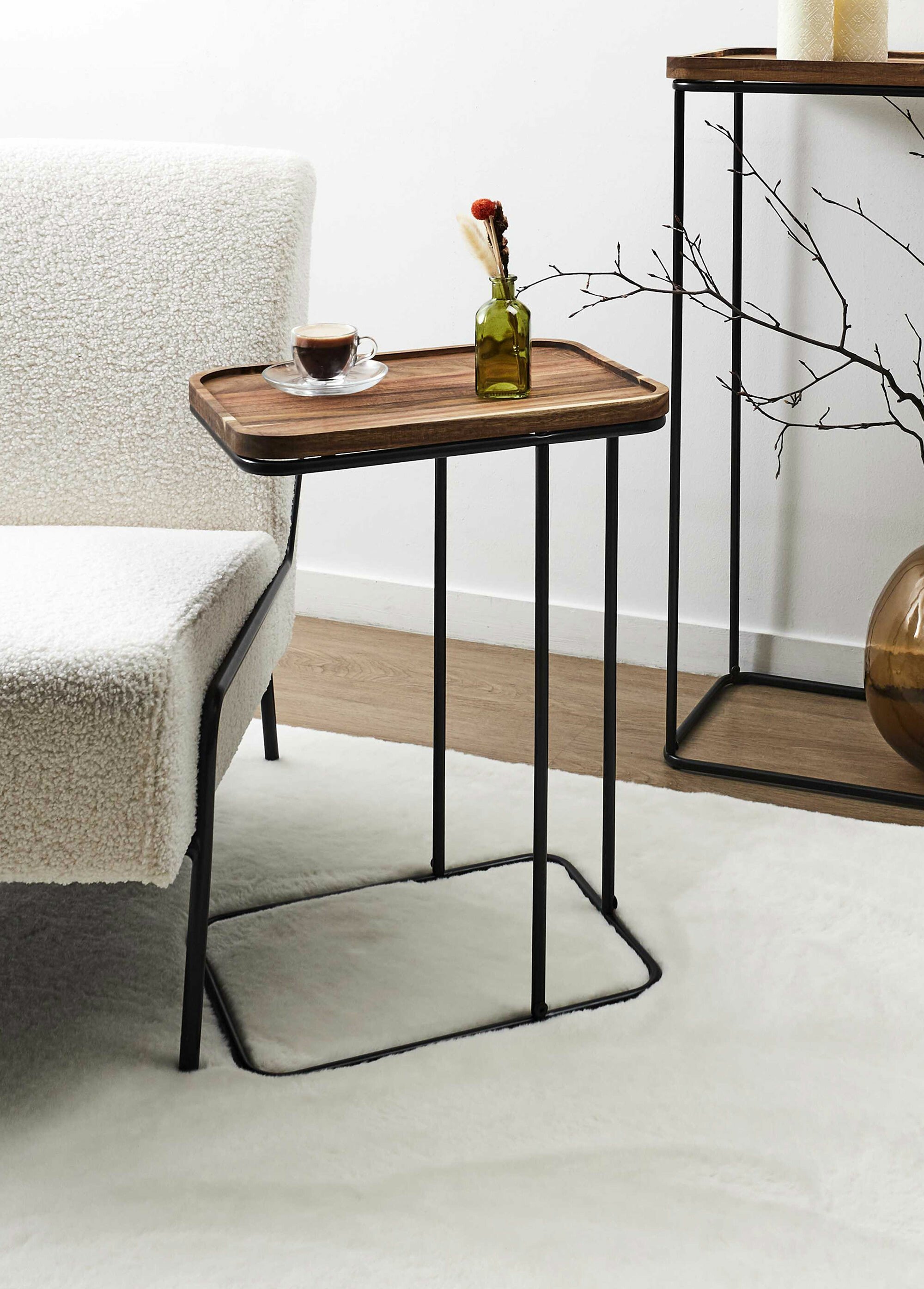 Bout de canapé en bois d'acacia MARRON CMP-HD0403 SI1