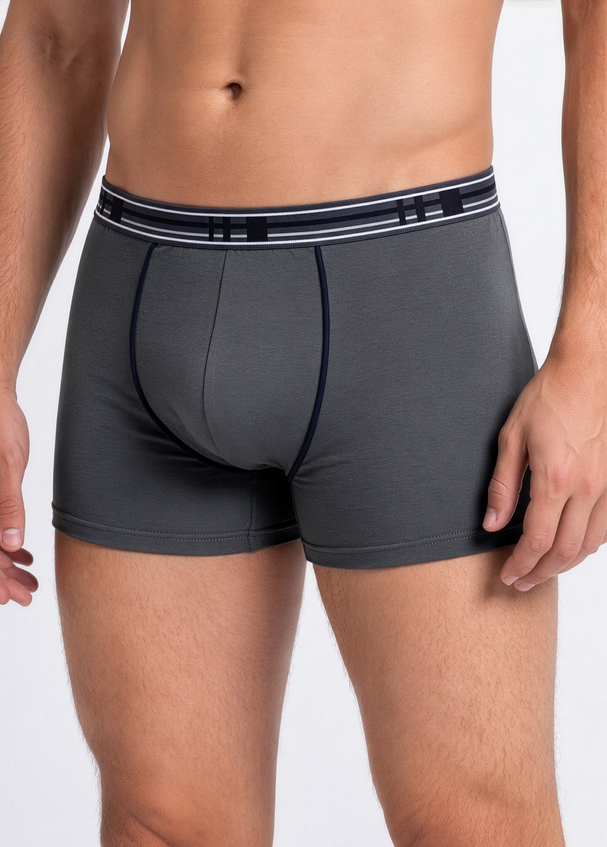 Boxer fermé coton stretch - lot de 2 Homme Gris ISOCELE FA1