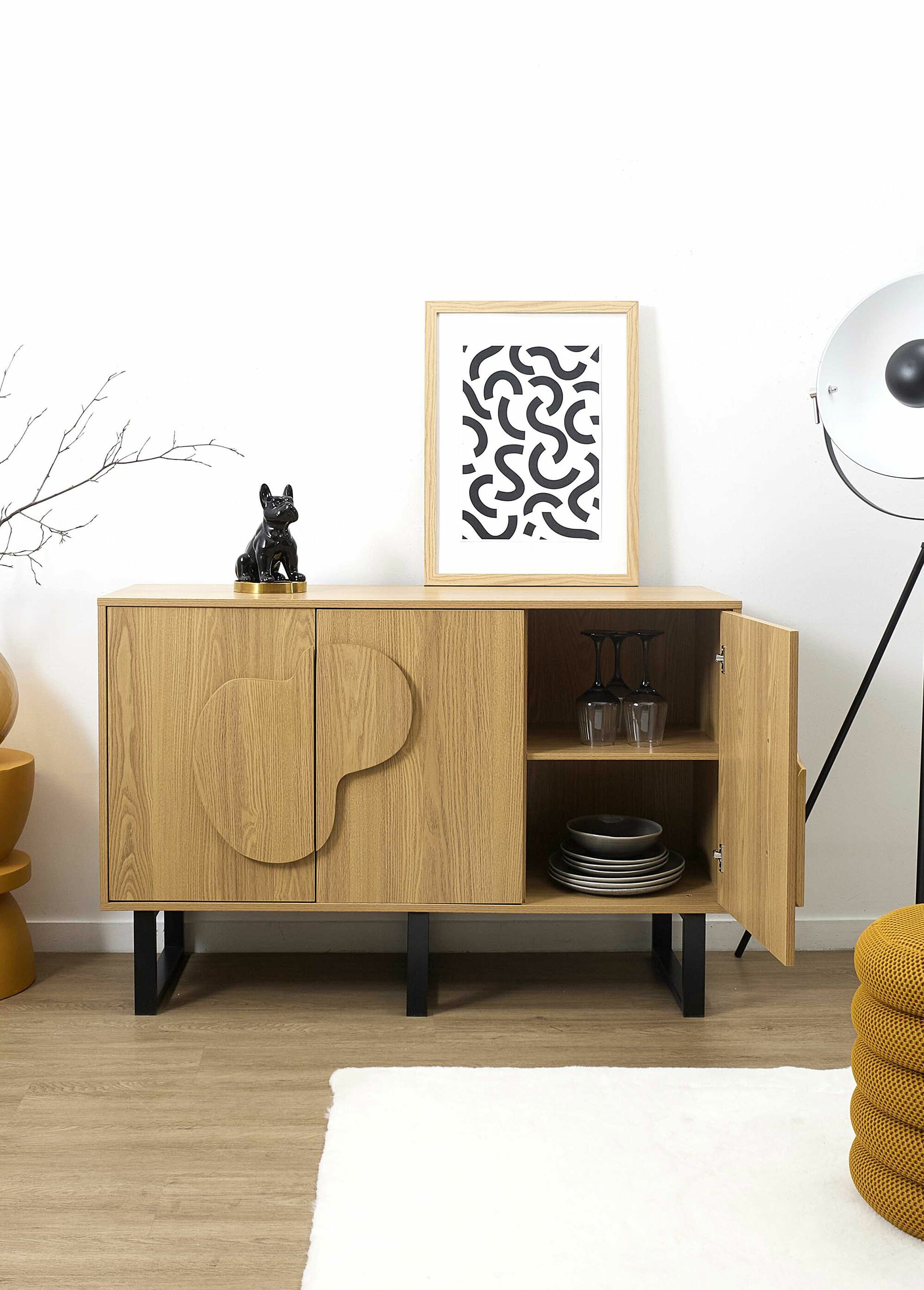 Buffet en bois décor forme abstraite MARRON CMP-HD0433 SI2