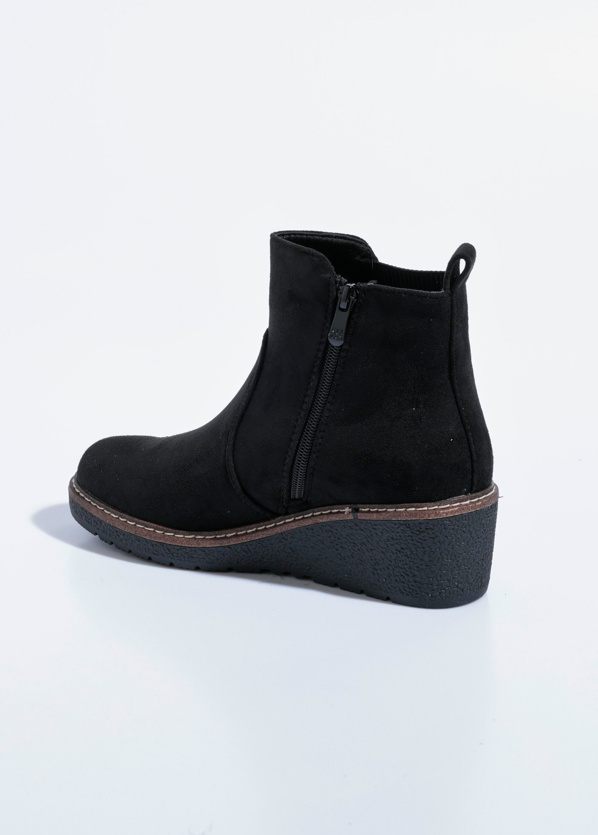 Boots semelle compensée avec zip déco Femme Noir SEA3875 DO1