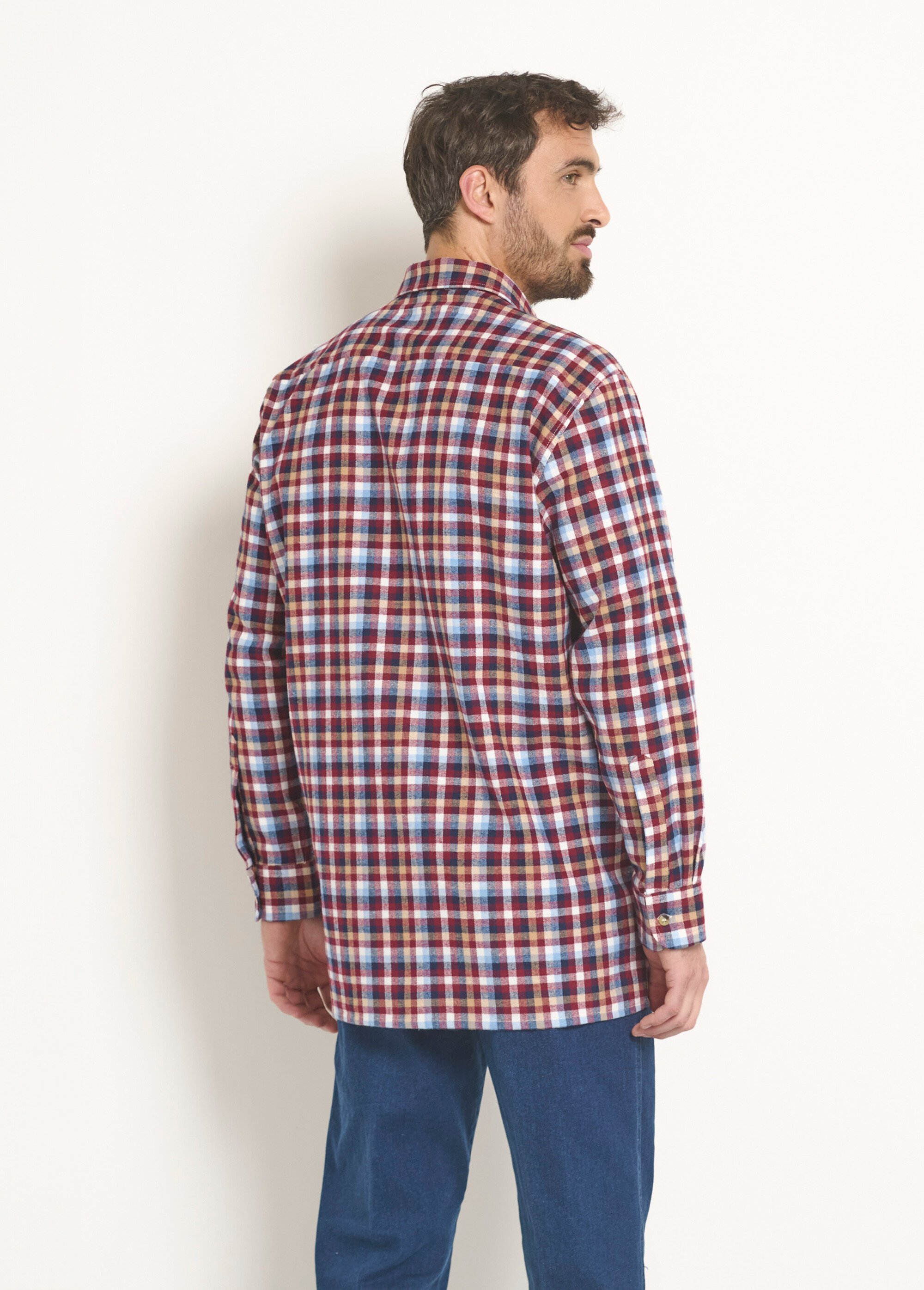 Sur chemise à carreaux en flanelle coton - Kaki - 32,00 € - Guyane