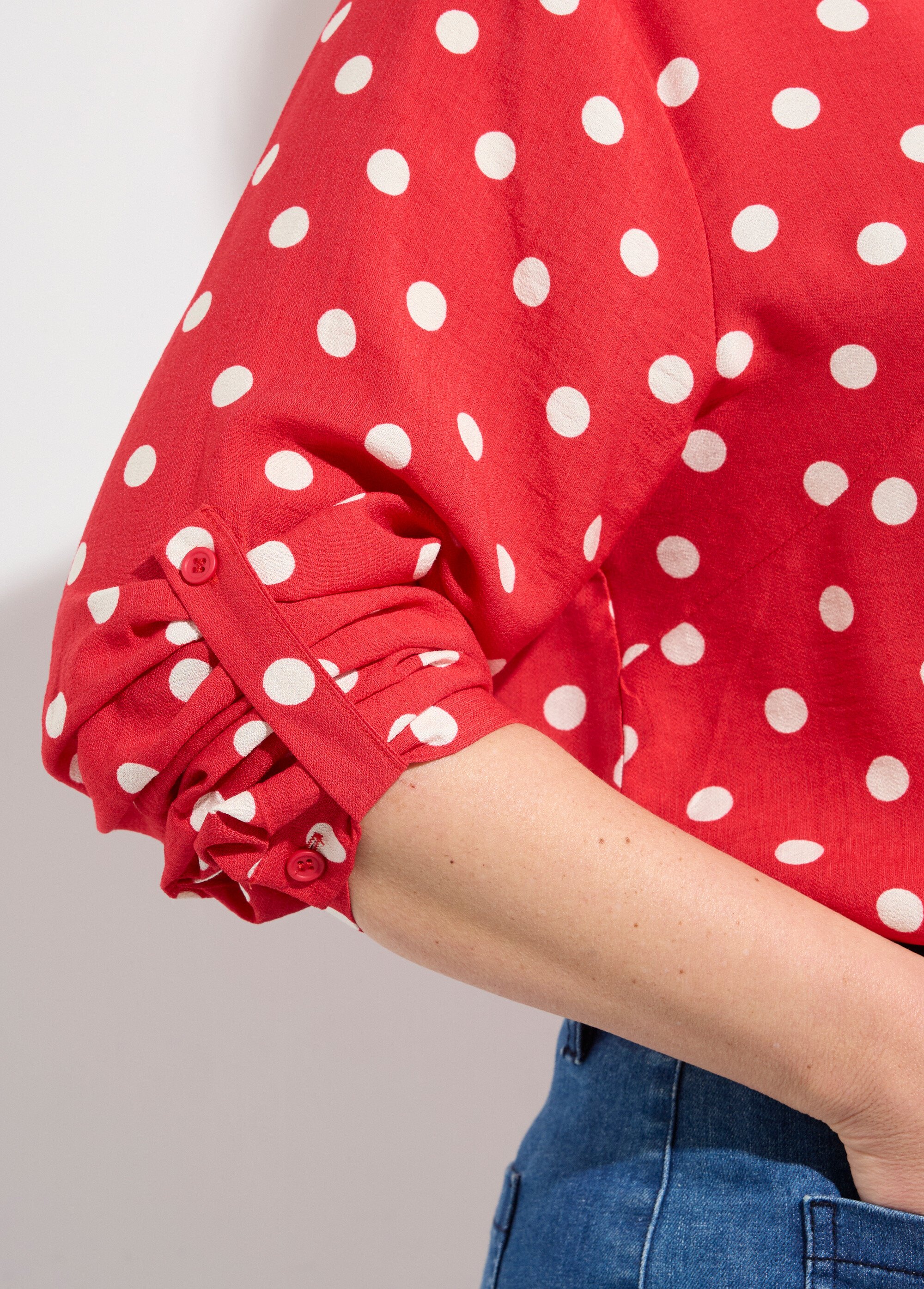 Chemisier chic, imprimé pois Femme Grande Taille Rouge MA-008-2570 DE2