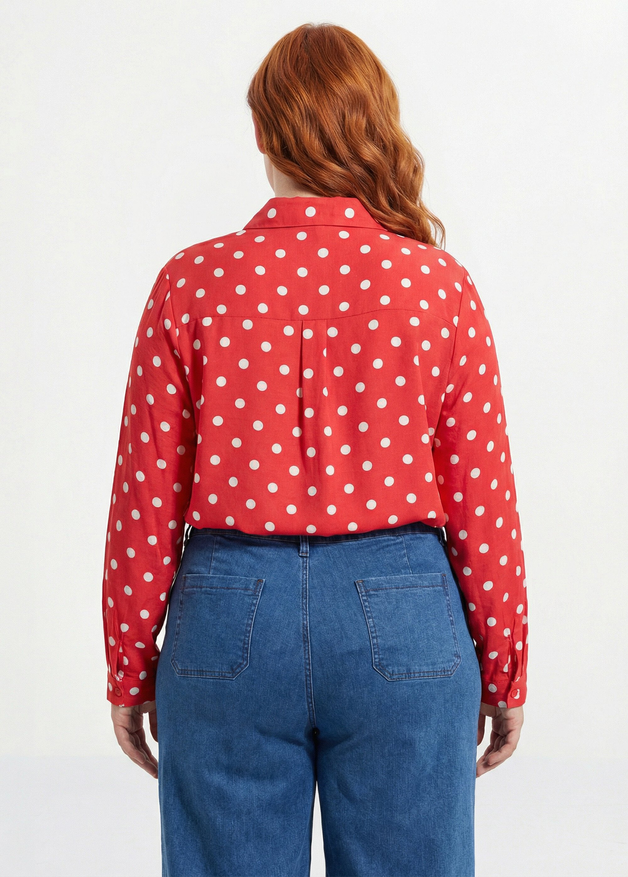 Chemisier chic, imprimé pois Femme Grande Taille Rouge MA-008-2570 DO1