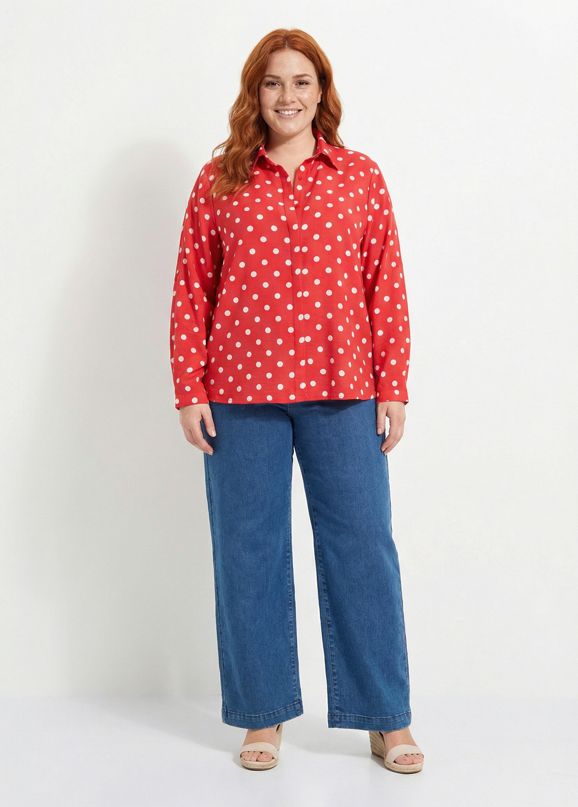 Chemisier chic, imprimé pois Femme Grande Taille Rouge MA-008-2570 SF1