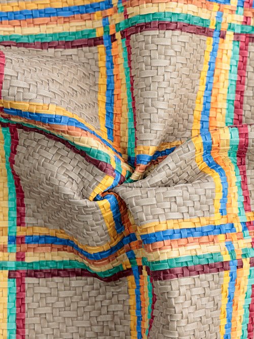 Coupon ameublement tissu plastifié natté MARRON COT117367 FA1