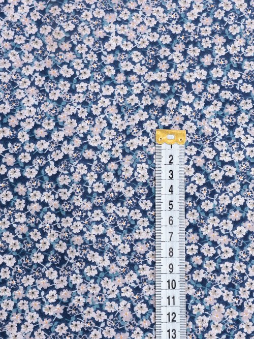 Coupon tissu habillement, fleurettes BLEU COT91379 DE1