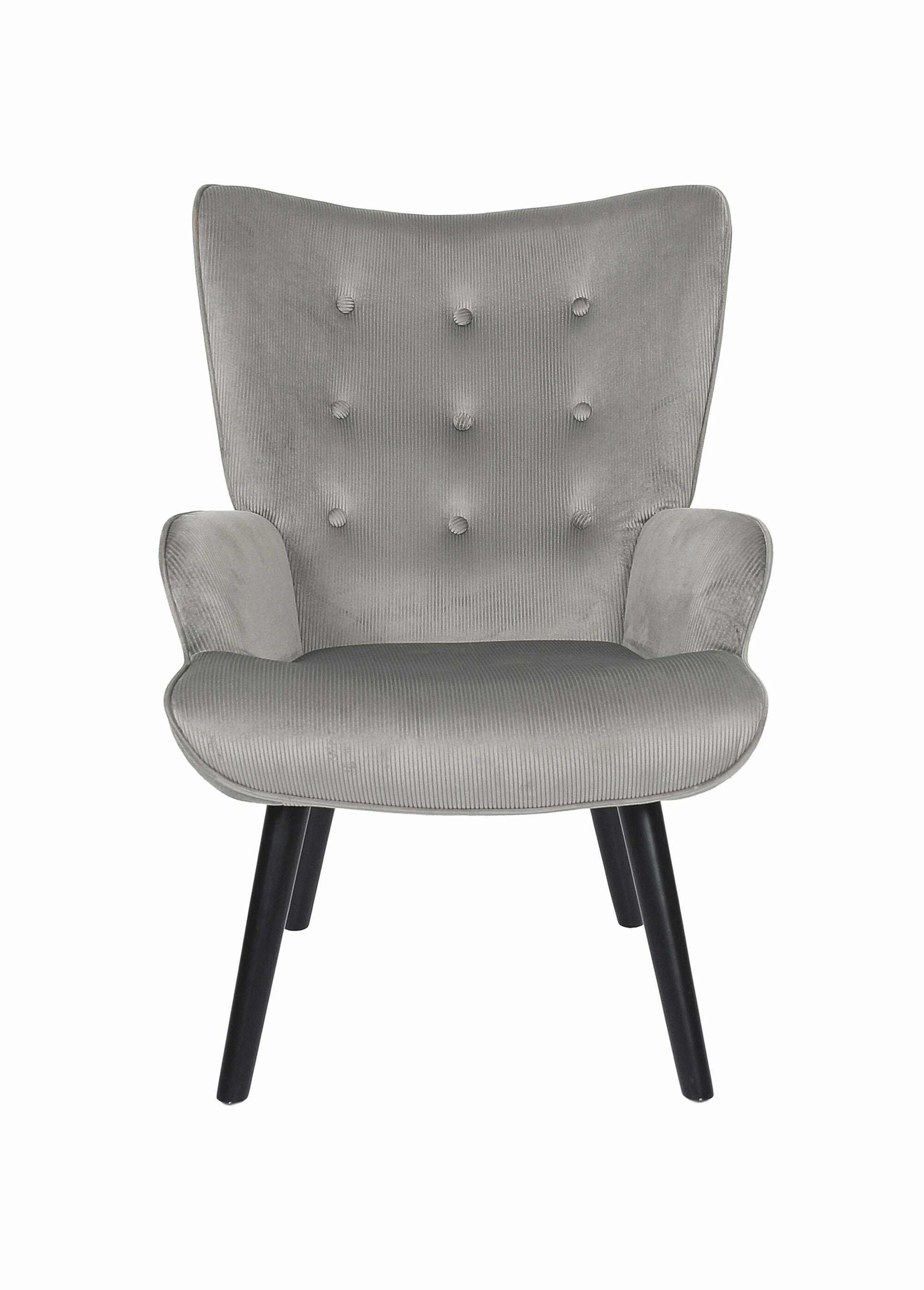 Fauteuil velours et dossier capitonné 1N GRIS CMP-HD0364 DE1