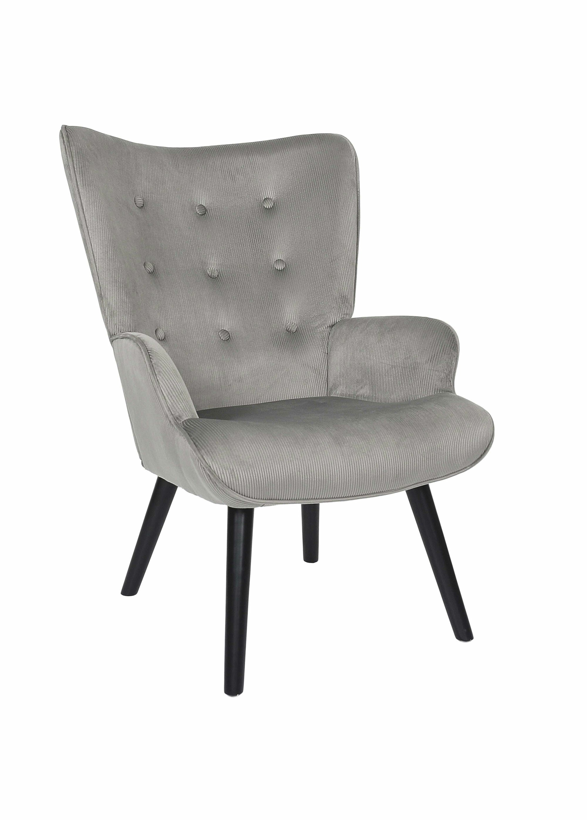 Fauteuil velours et dossier capitonné 1N GRIS CMP-HD0364 FA1