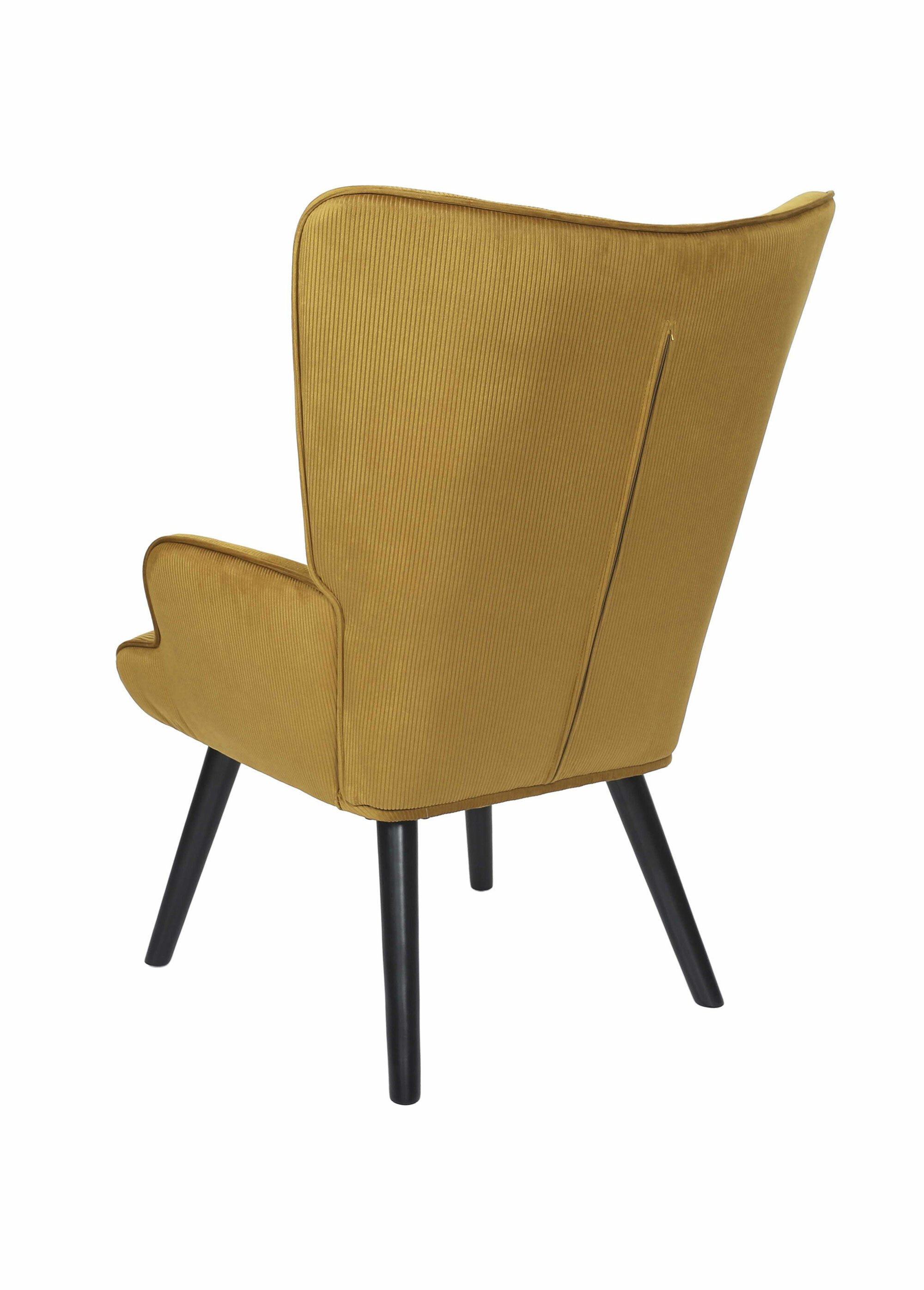 Fauteuil velours et dossier capitonné 1N JAUNE CMP-HD0364 DO1