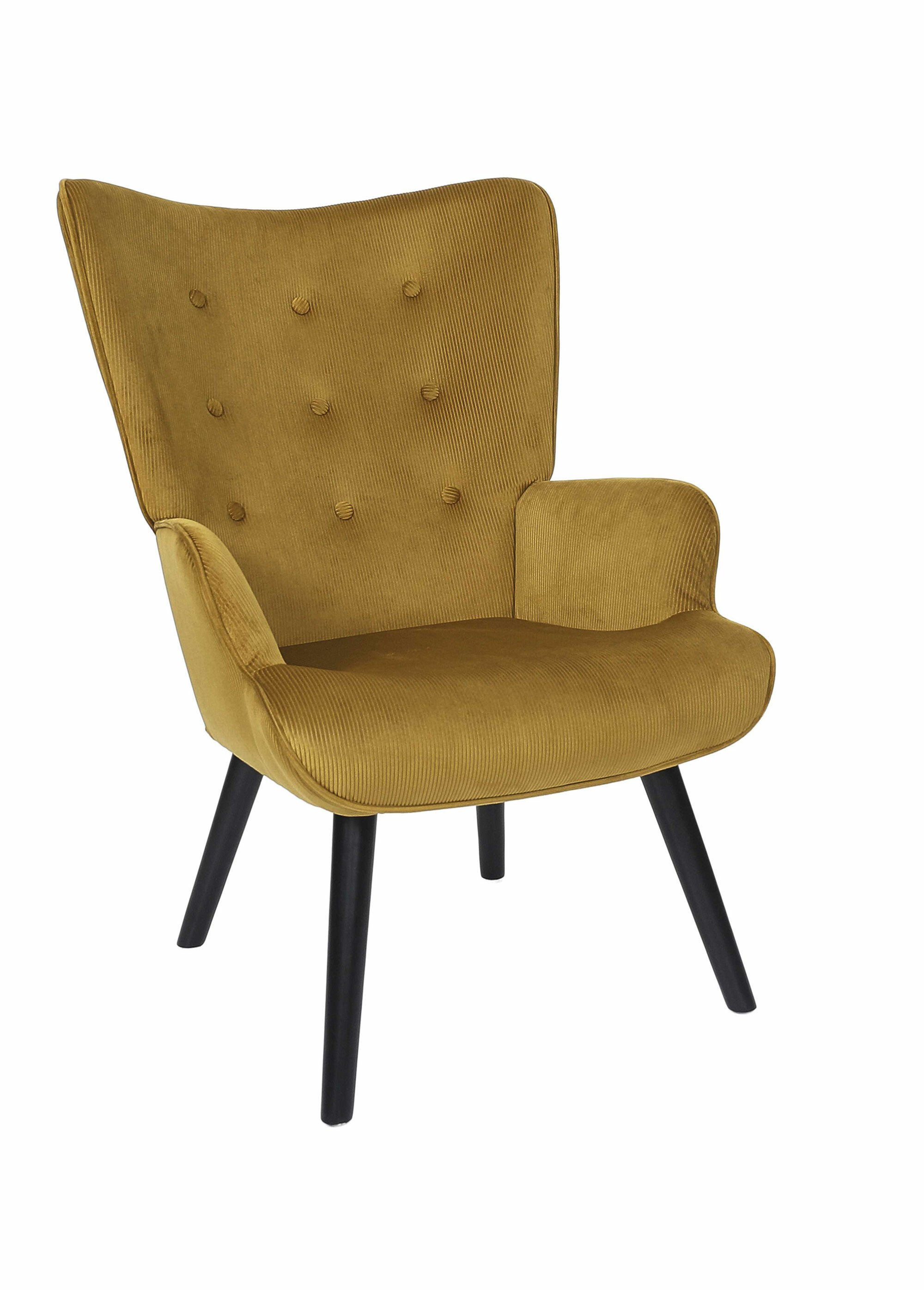 Fauteuil velours et dossier capitonné 1N