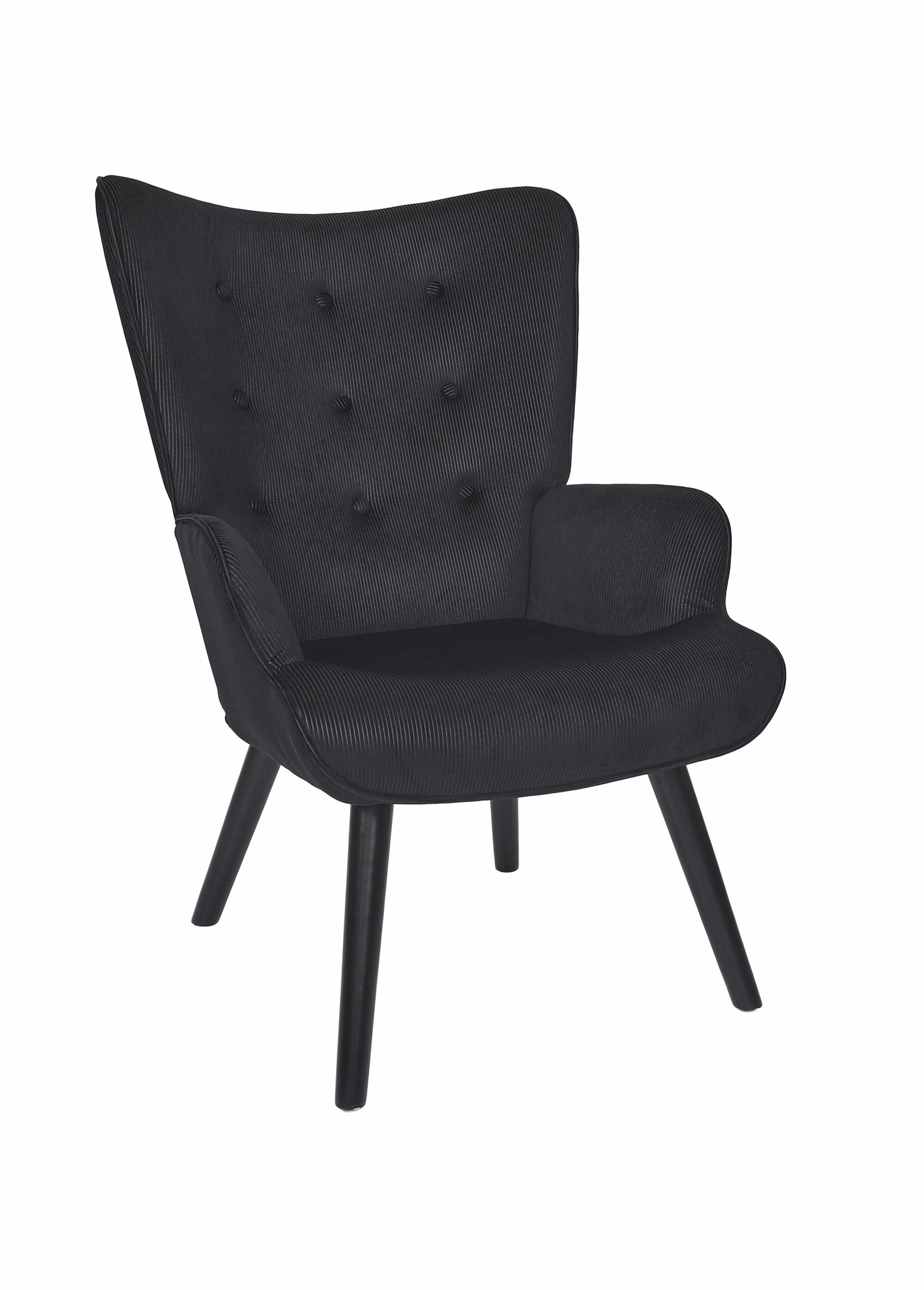 Fauteuil velours et dossier capitonné 1N NOIR CMP-HD0364 FA1