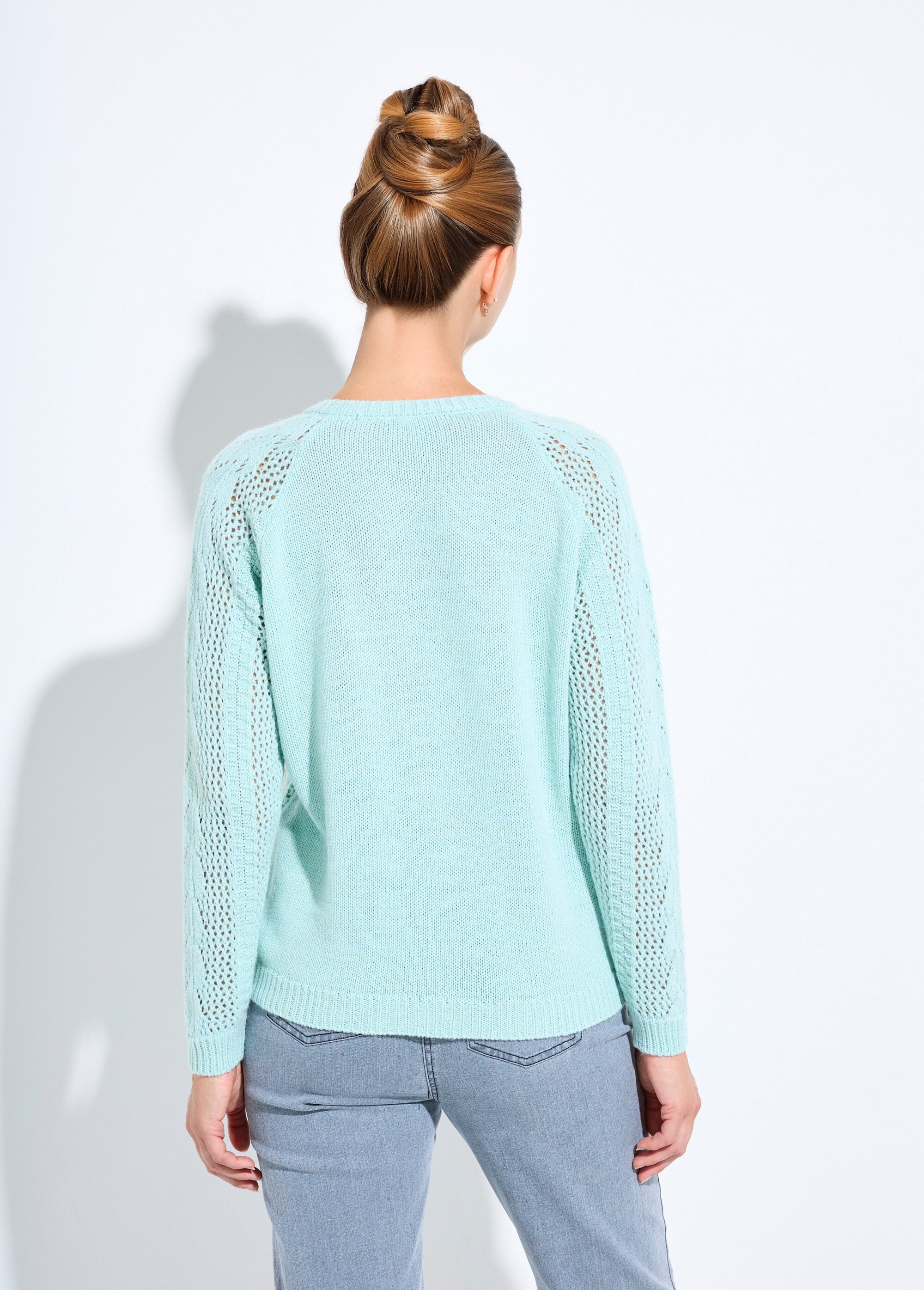 Gilet boutonné ajouré avec laine et cachemire Femme Vert PRIMO DO1