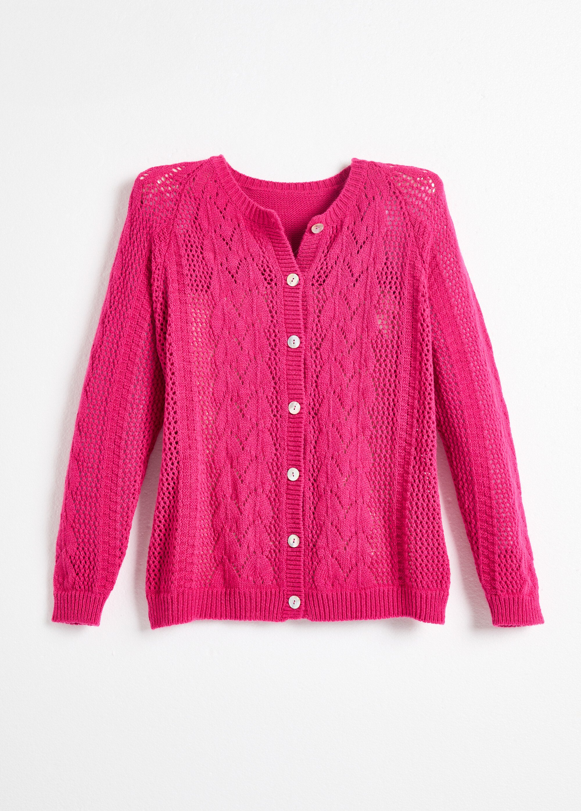 Gilet boutonné ajouré avec laine et cachemire Femme Violet PRIMO AP1