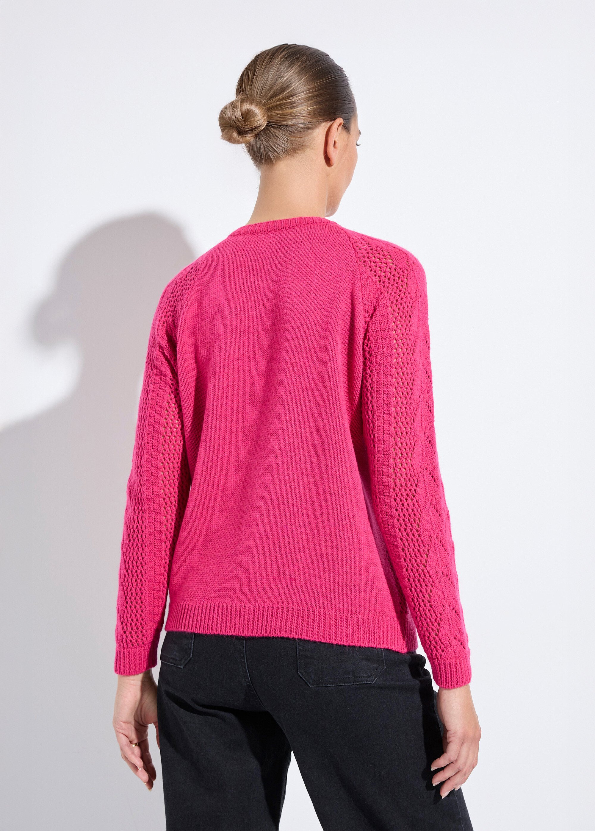 Gilet boutonné ajouré avec laine et cachemire Femme Violet PRIMO DO1