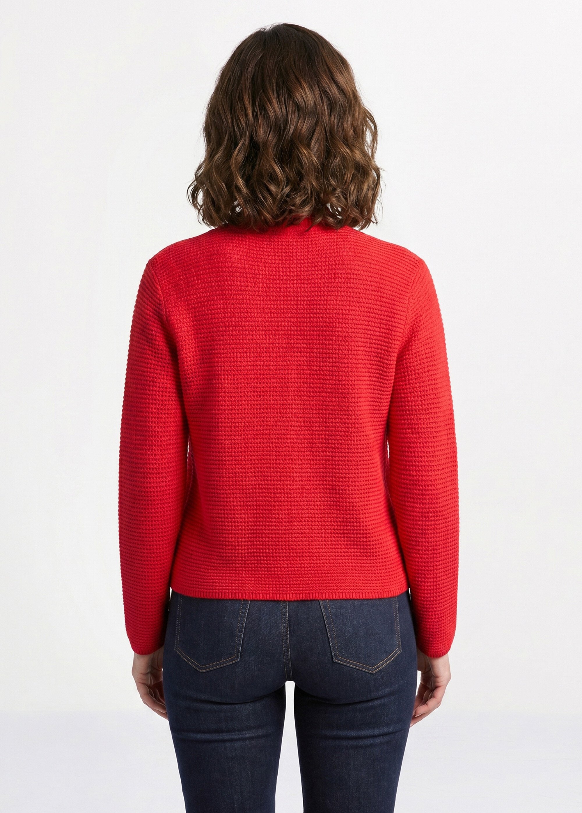 Gilet boutonné uni avec col manches longues Femme Rouge MARRAY DO1