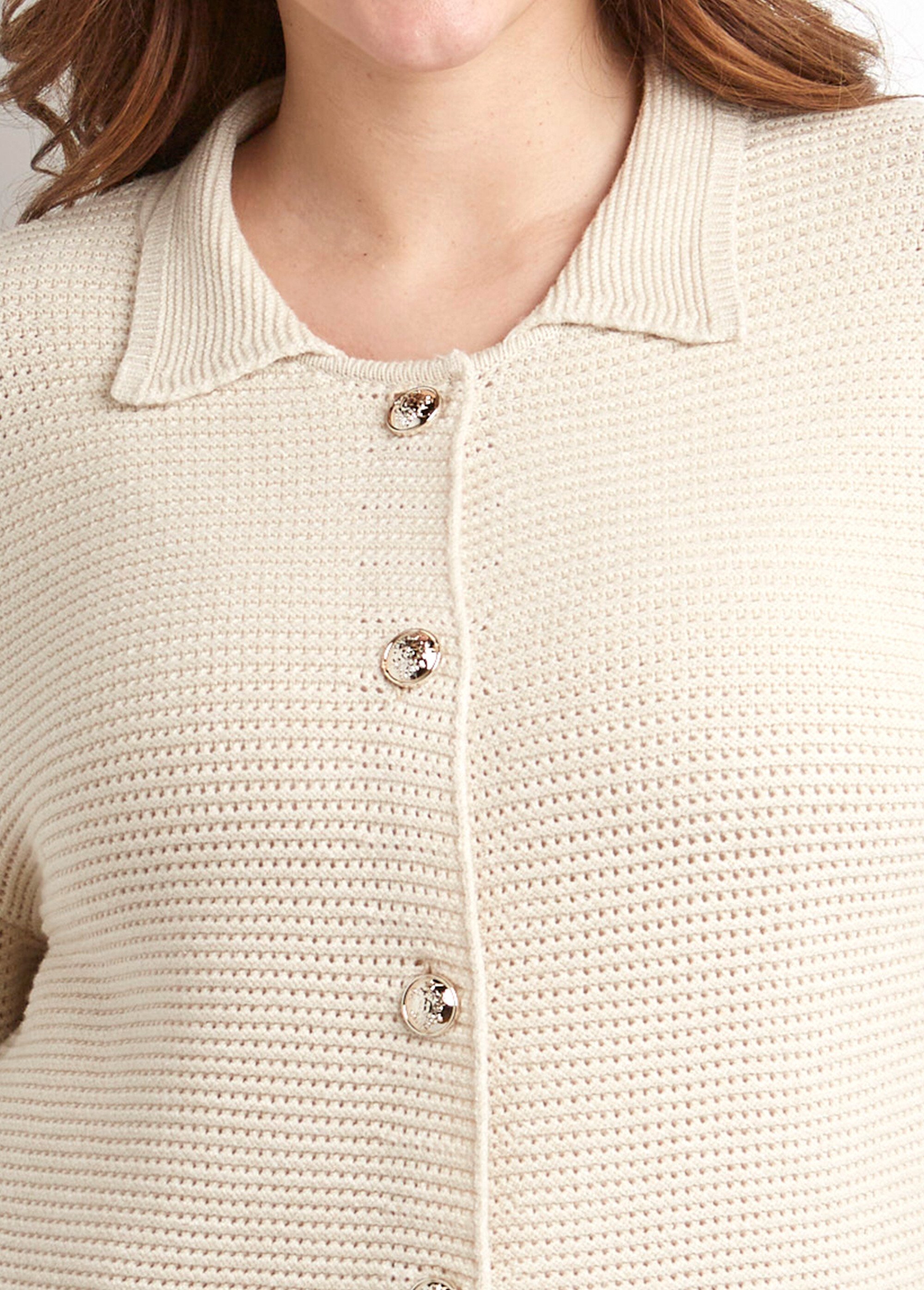 Gilet boutonné uni avec col manches longues