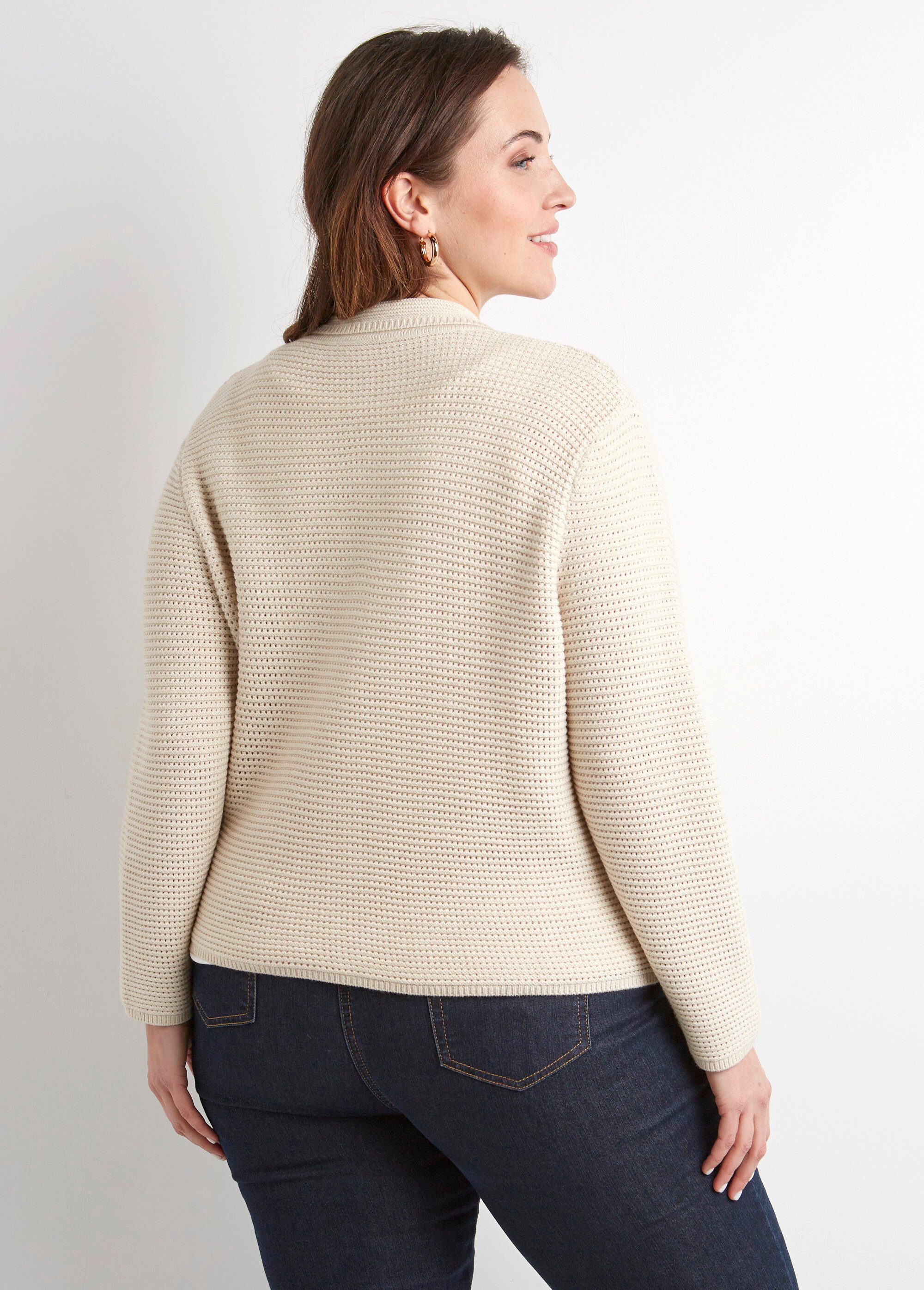 Gilet boutonné uni avec col manches longues