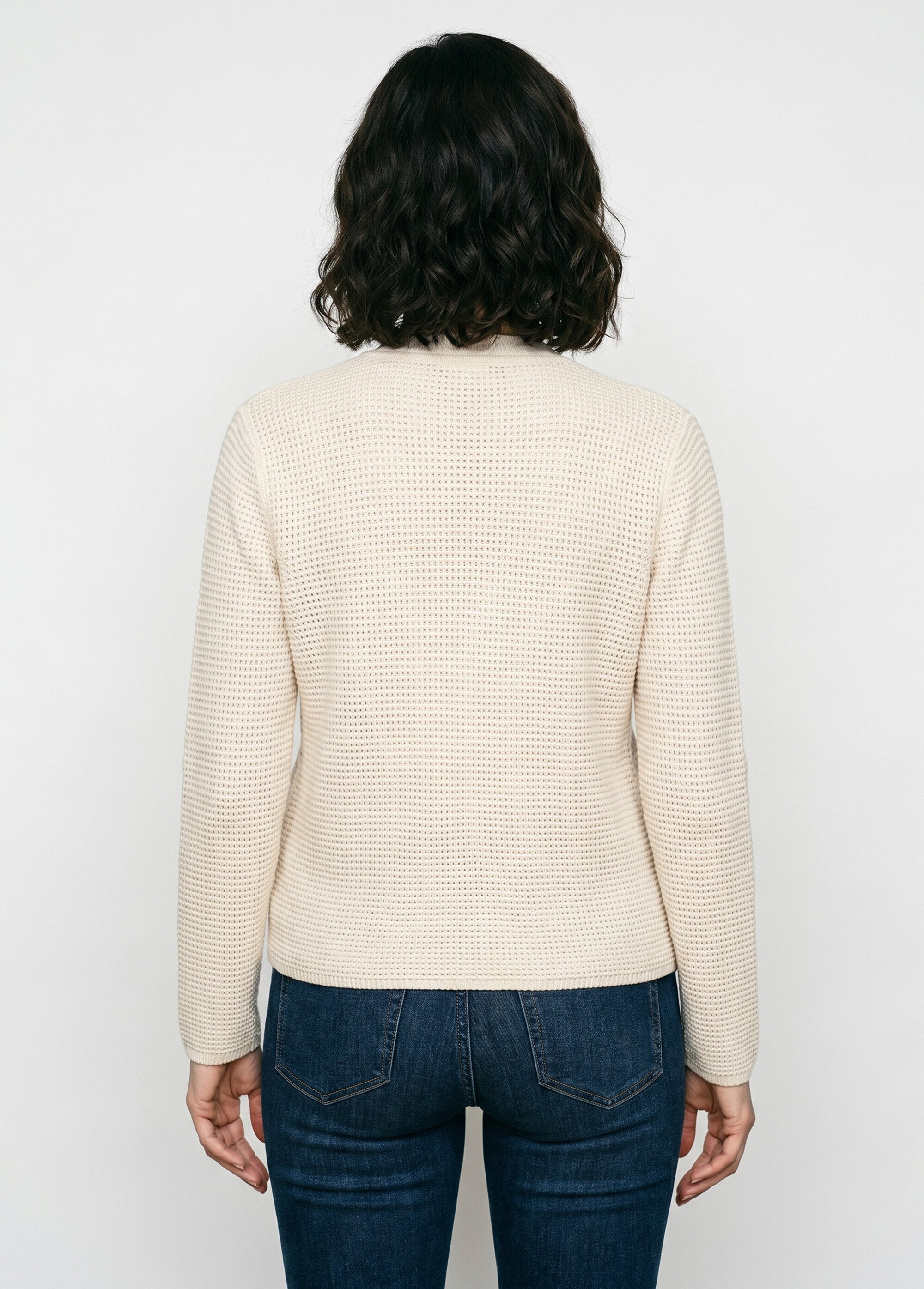 Gilet boutonné uni avec col manches longues Femme Beige MARRAY DO1