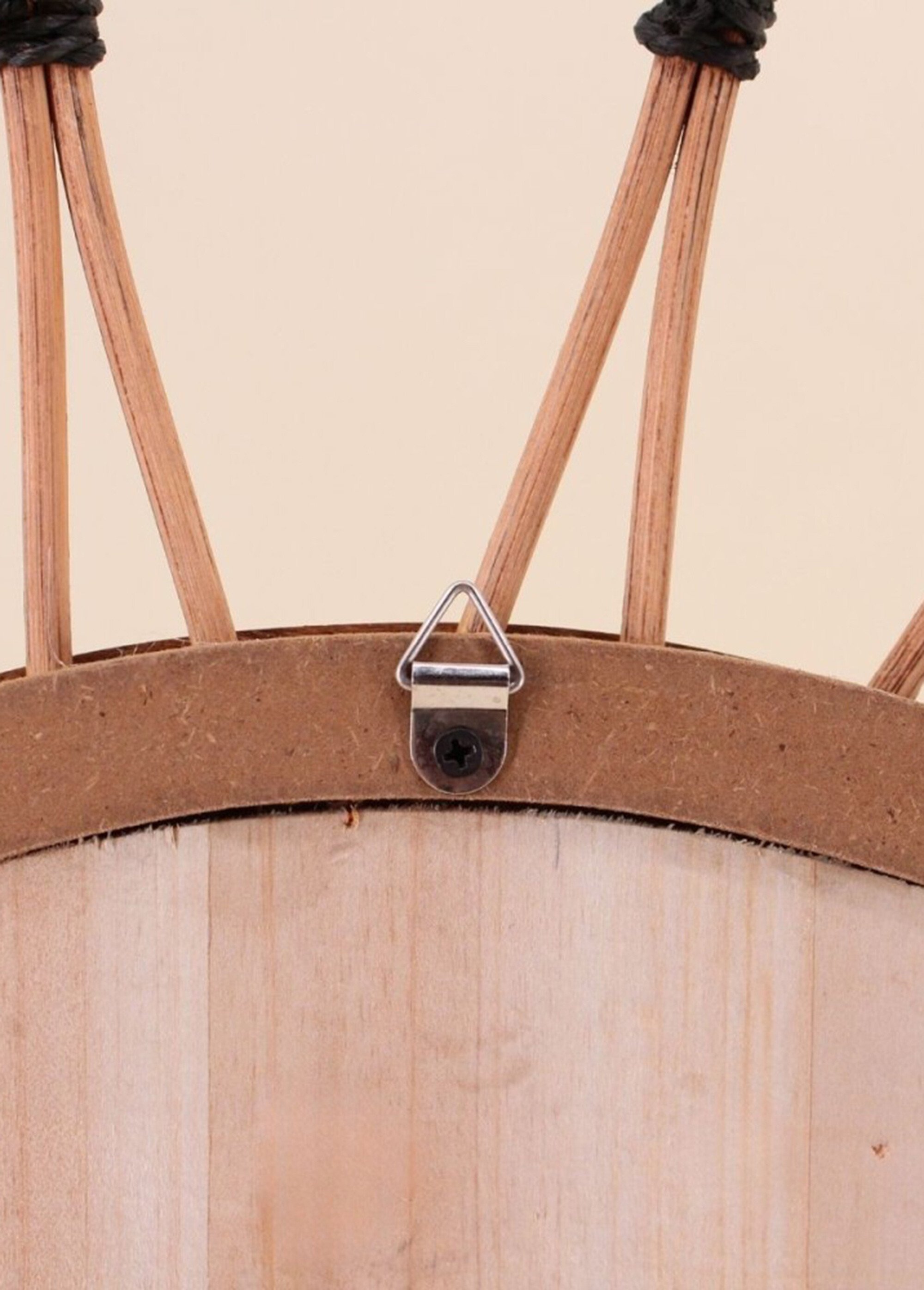 Grande horloge en rotin, forme rosace Beige NOR-29355 DE2