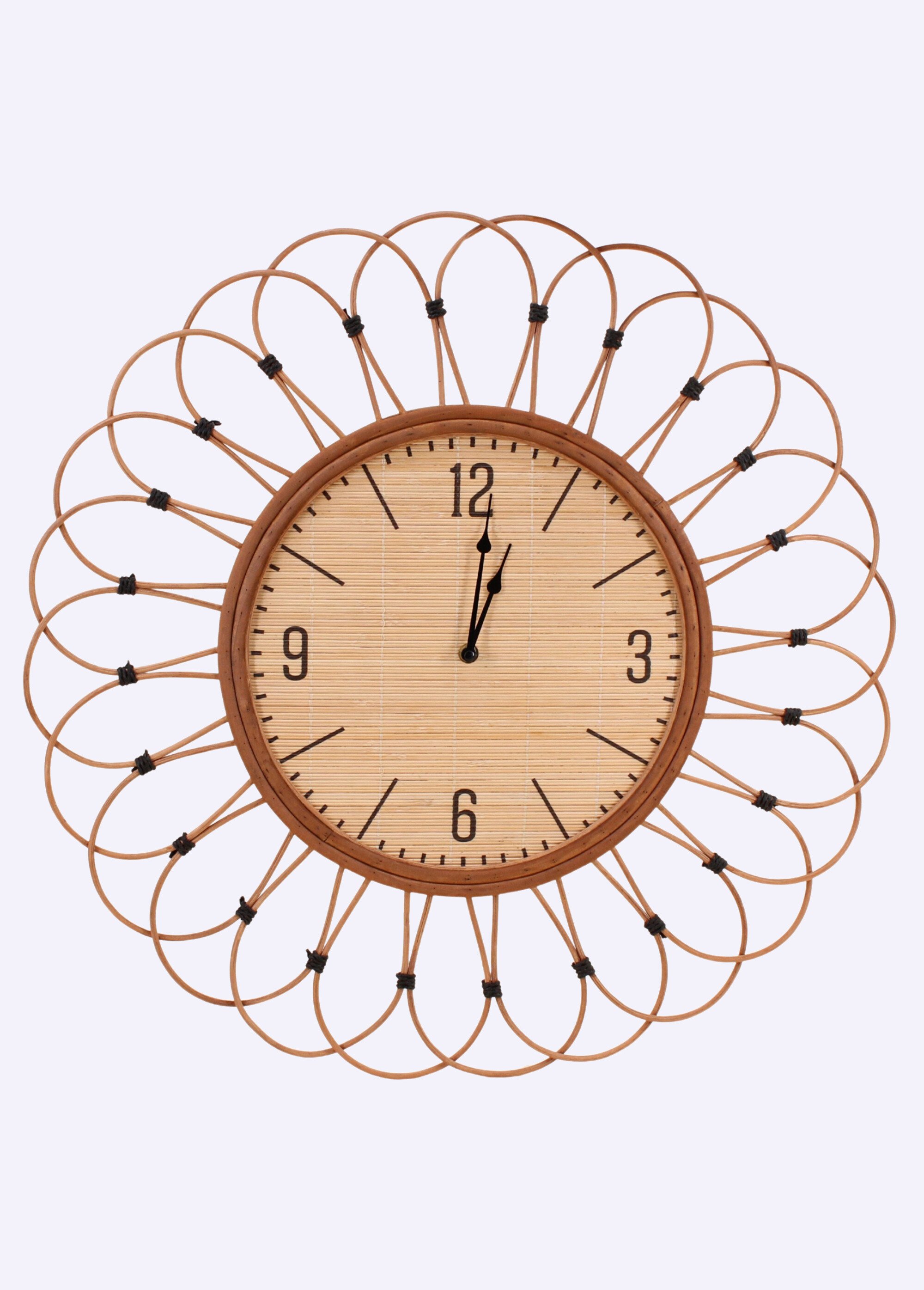 Grande horloge en rotin, forme rosace