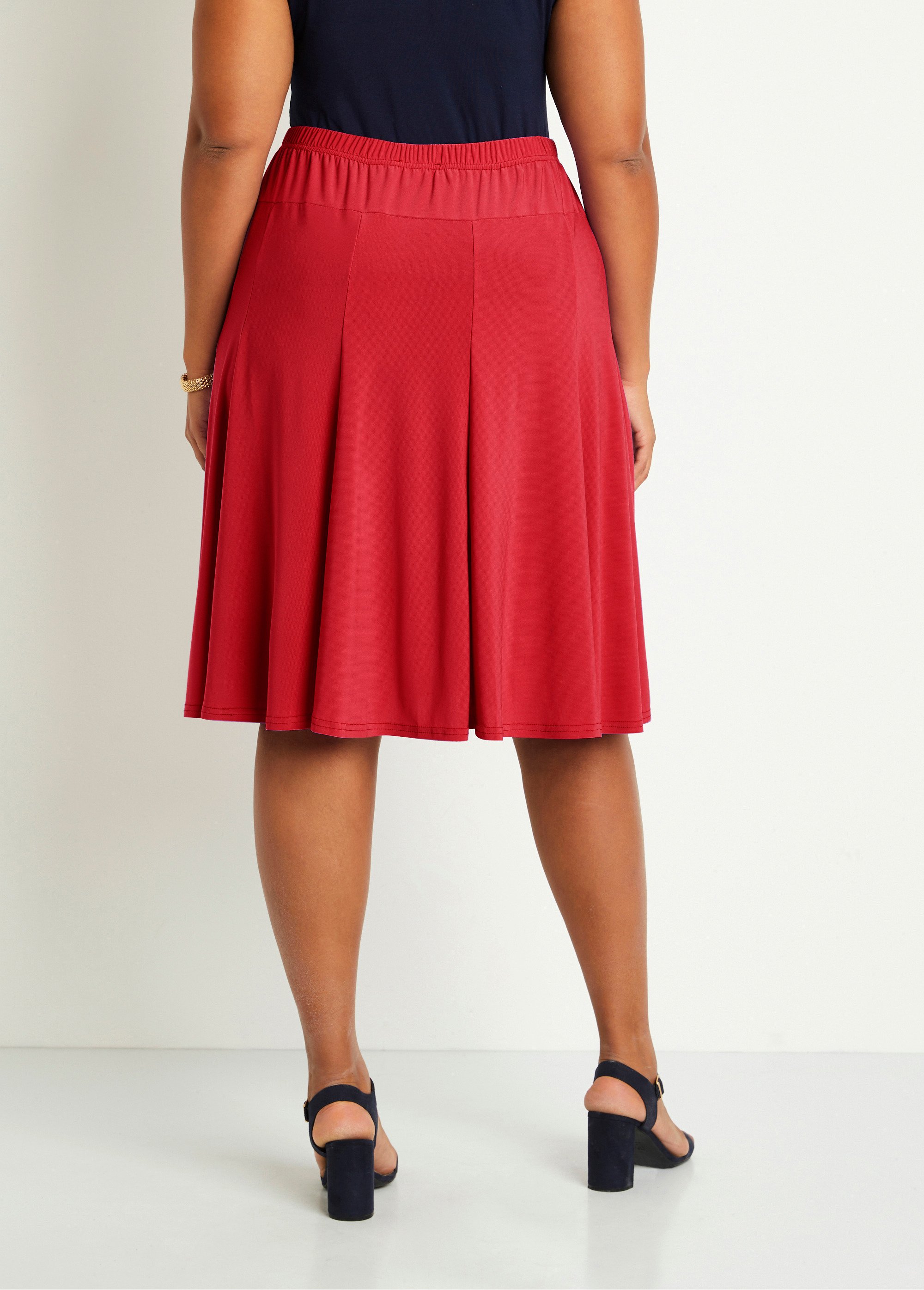 Jupe Maxi Plage En Mousseline élastique Taille Haute - Rouge Et Noir - Léger Et Fluide Pour L'été