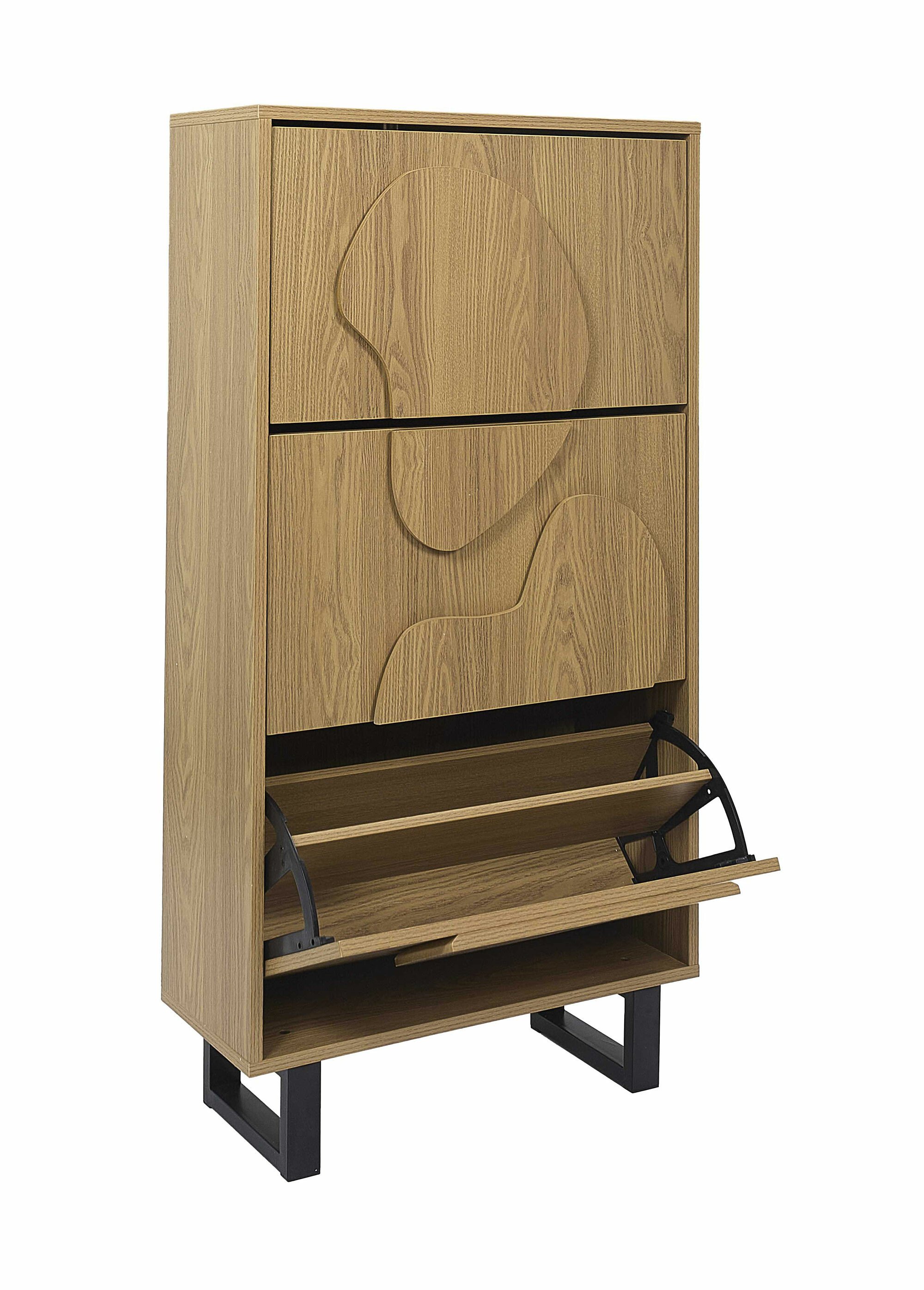 Meuble à chaussures bois décor abstrait MARRON CMP-HD0429 DE2