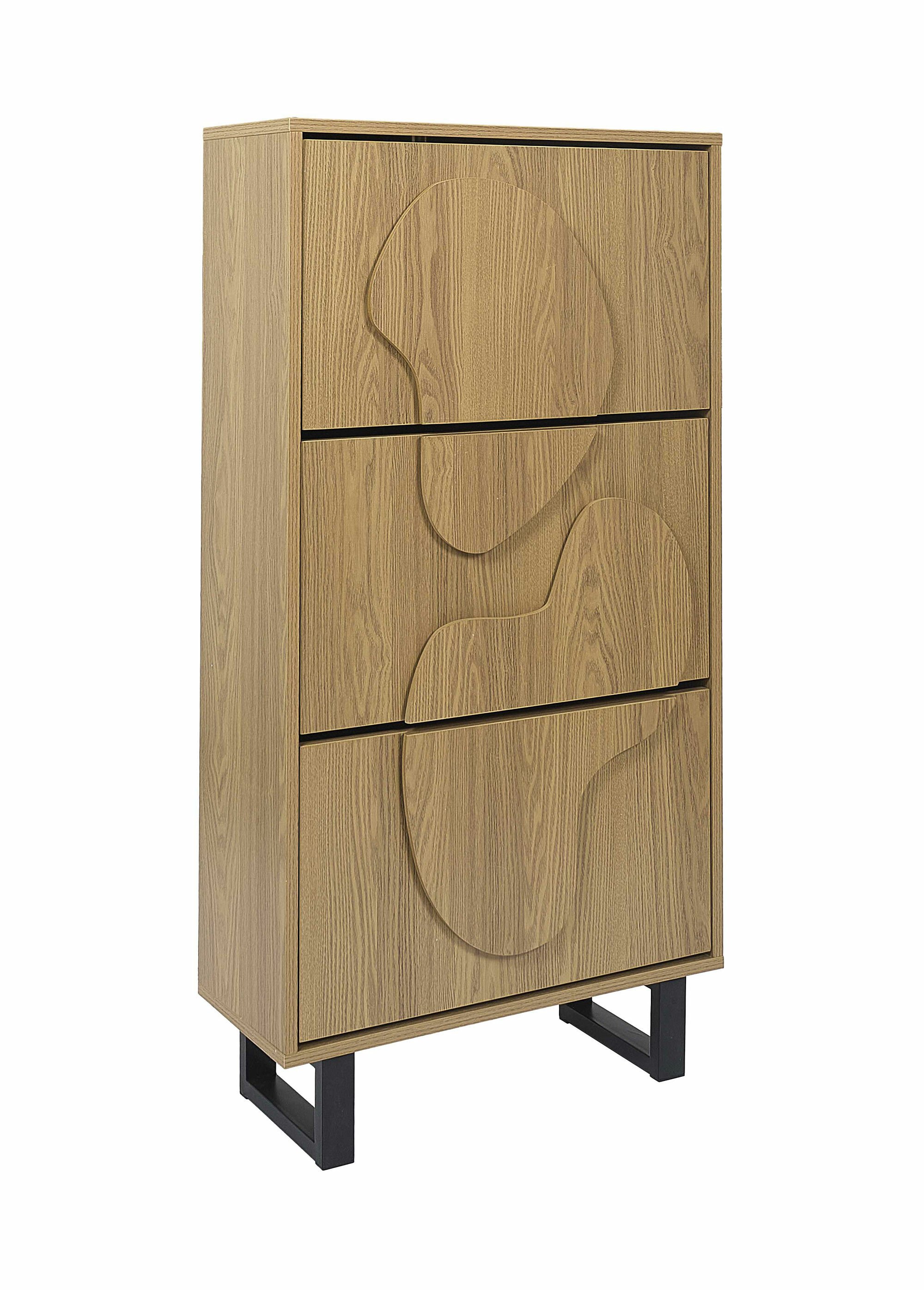 Meuble à chaussures bois décor abstrait