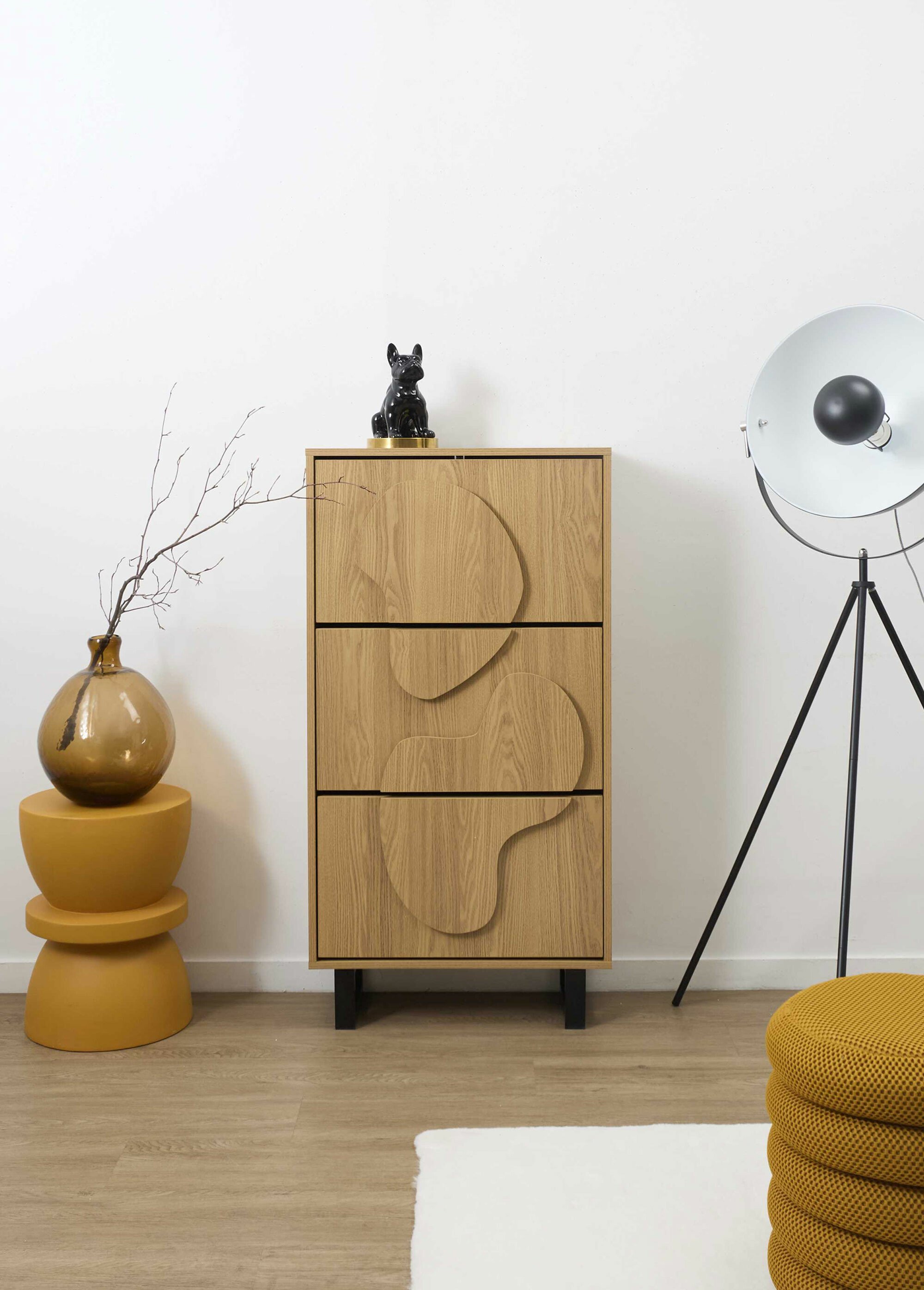 Meuble à chaussures bois décor abstrait MARRON CMP-HD0429 SI1