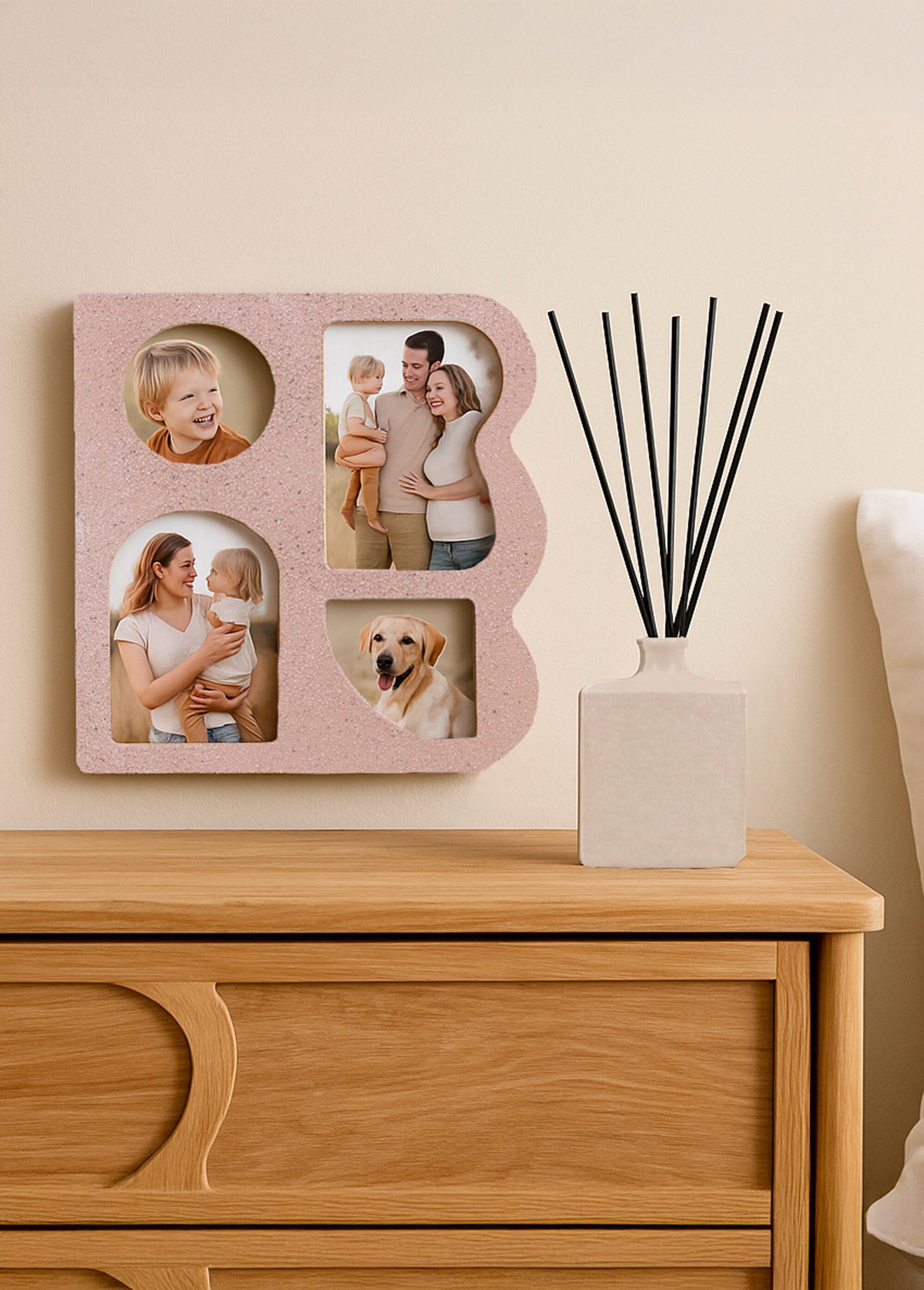 Pele mele 4 photos, effet matière Beige NOR-27571 SI2