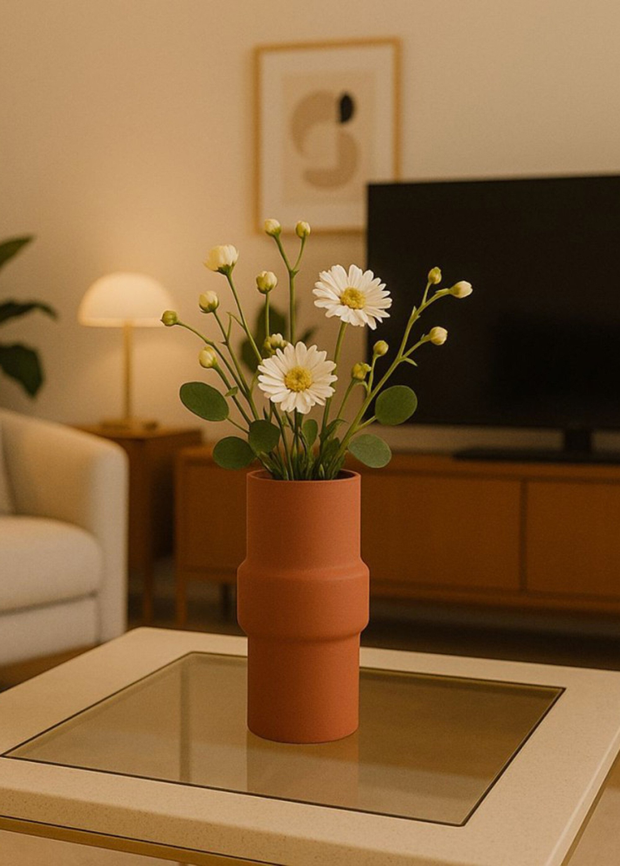 Petit vase en céramique, forme épurée Orange NOR-14066 SI1