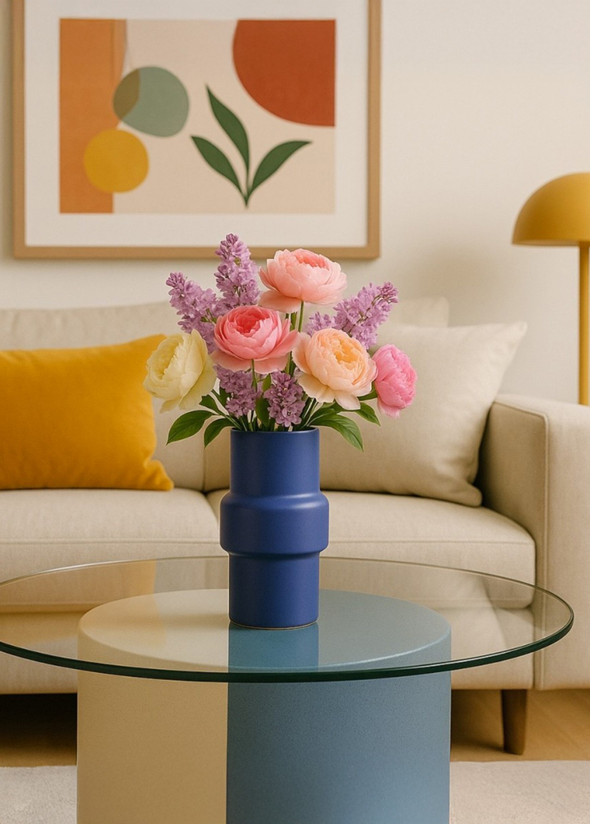 Petit vase en céramique, forme épurée Bleu NOR-14066 SI1