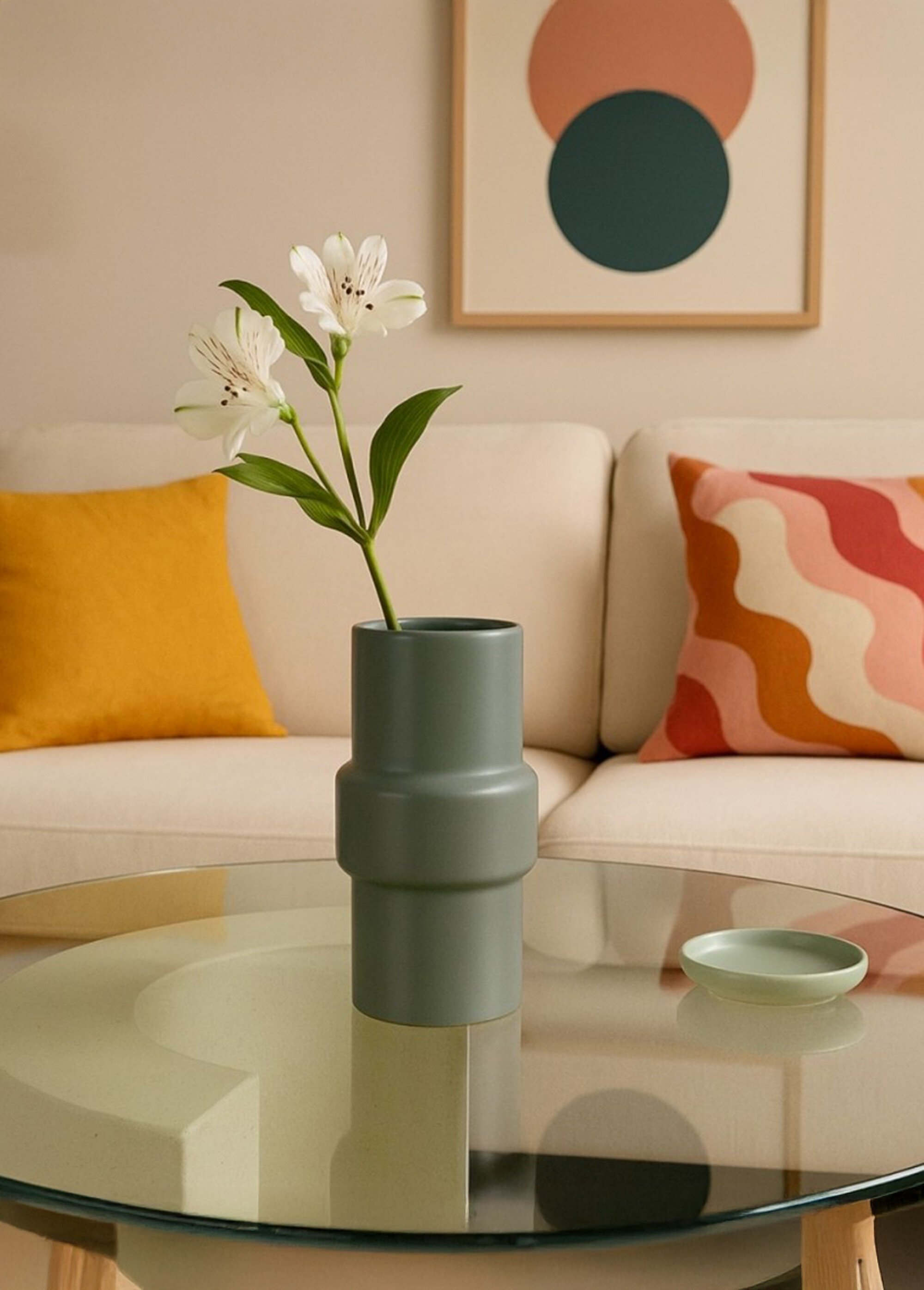 Petit vase en céramique, forme épurée Vert NOR-14066 SI1