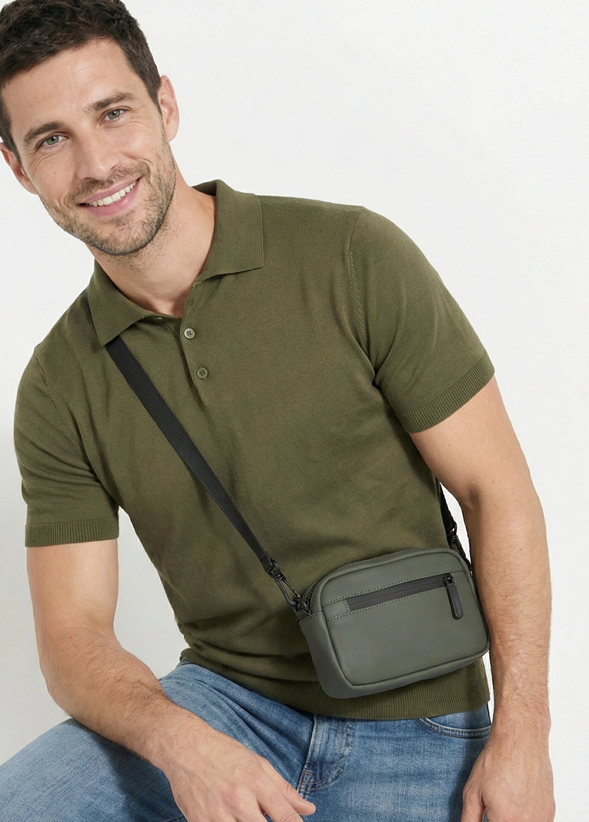 Pochette toucher gomme, avec bandoulière Homme Vert FRIPC60135 MV1