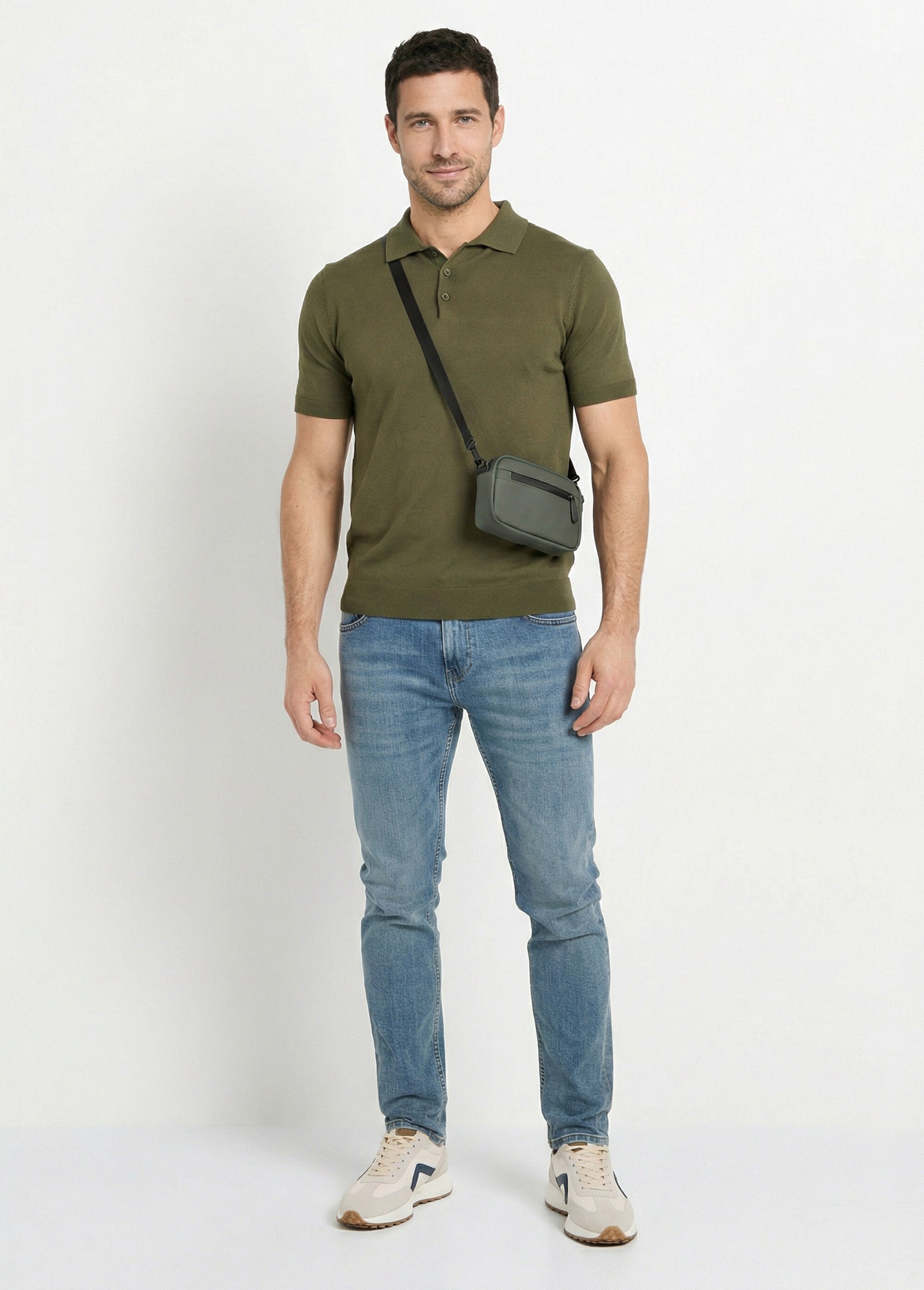 Pochette toucher gomme, avec bandoulière Homme Vert FRIPC60135 SF1