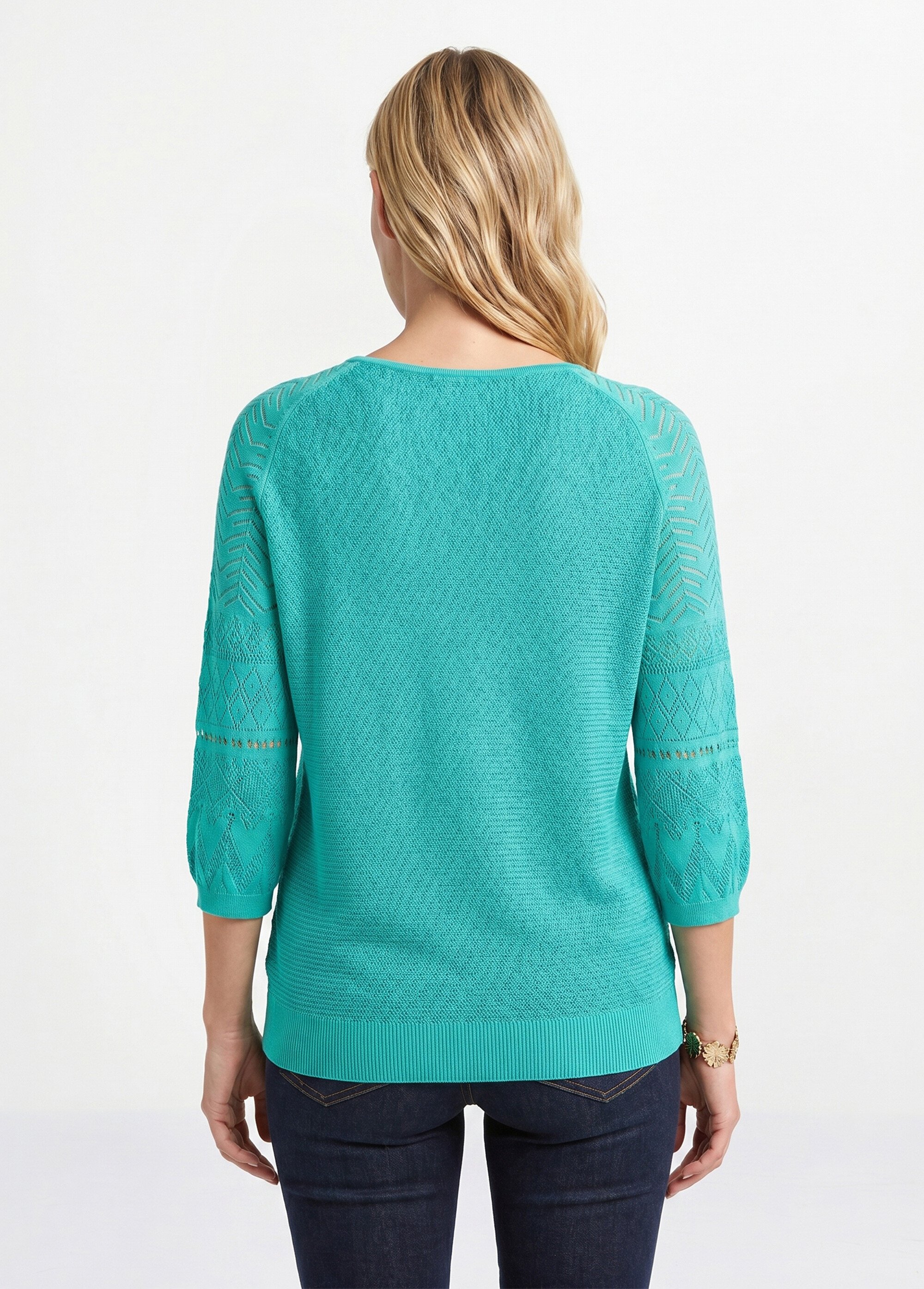 Pull léger manches 3/4 raglan col rond